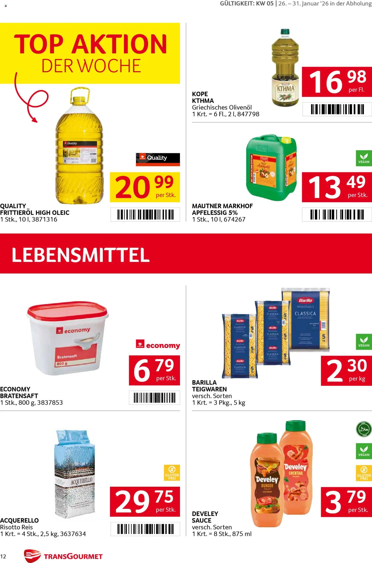 Transgourmet Flugblatt gültig ab 26.01.2026 | Seite: 12 | Produkte: Libacomb, Huile à frire, Reis