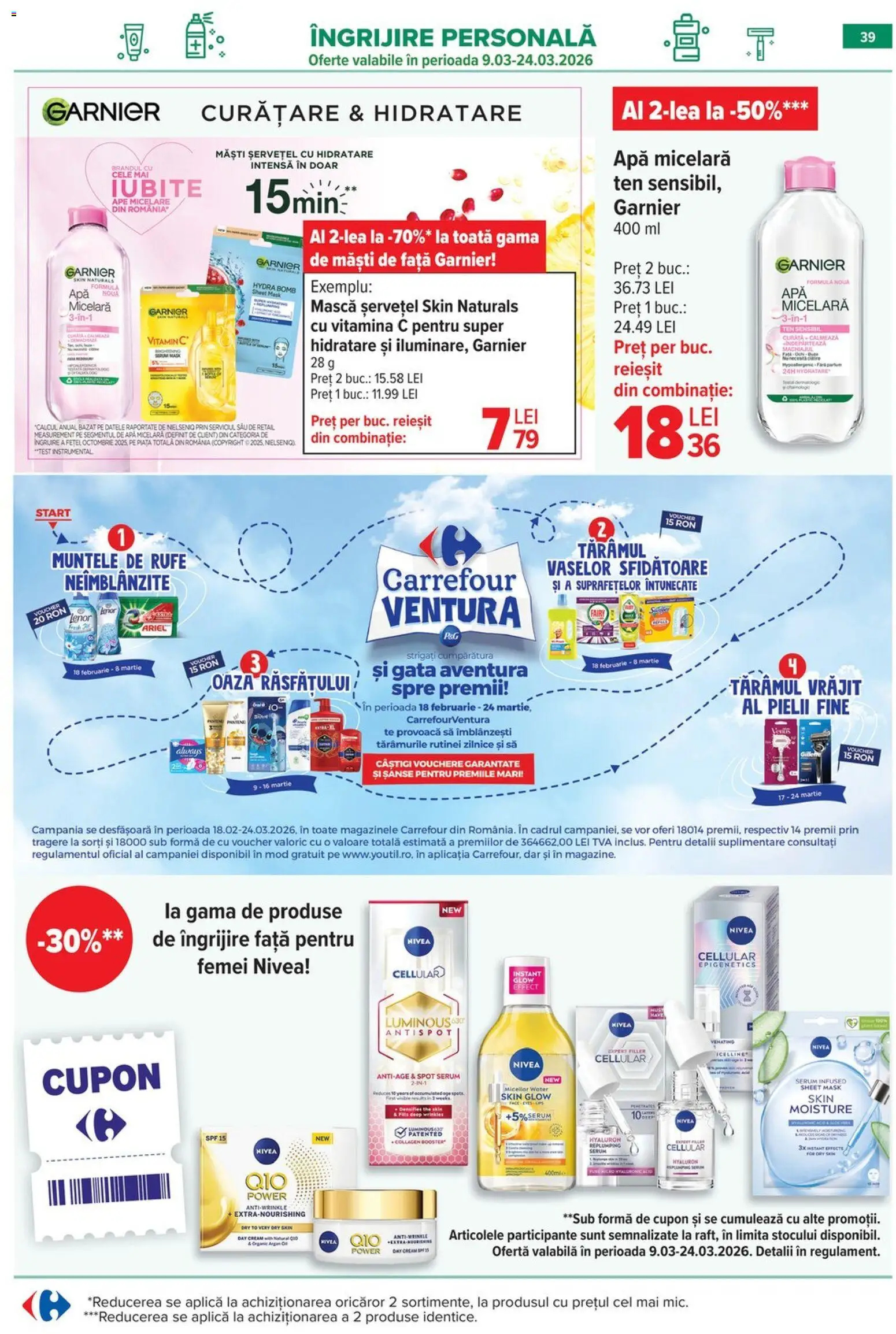 Noul catalog Carrefour – valabil de la 18.03.2026 | Pagină: 46 | Produse: Serum, Apă micelară, Apă