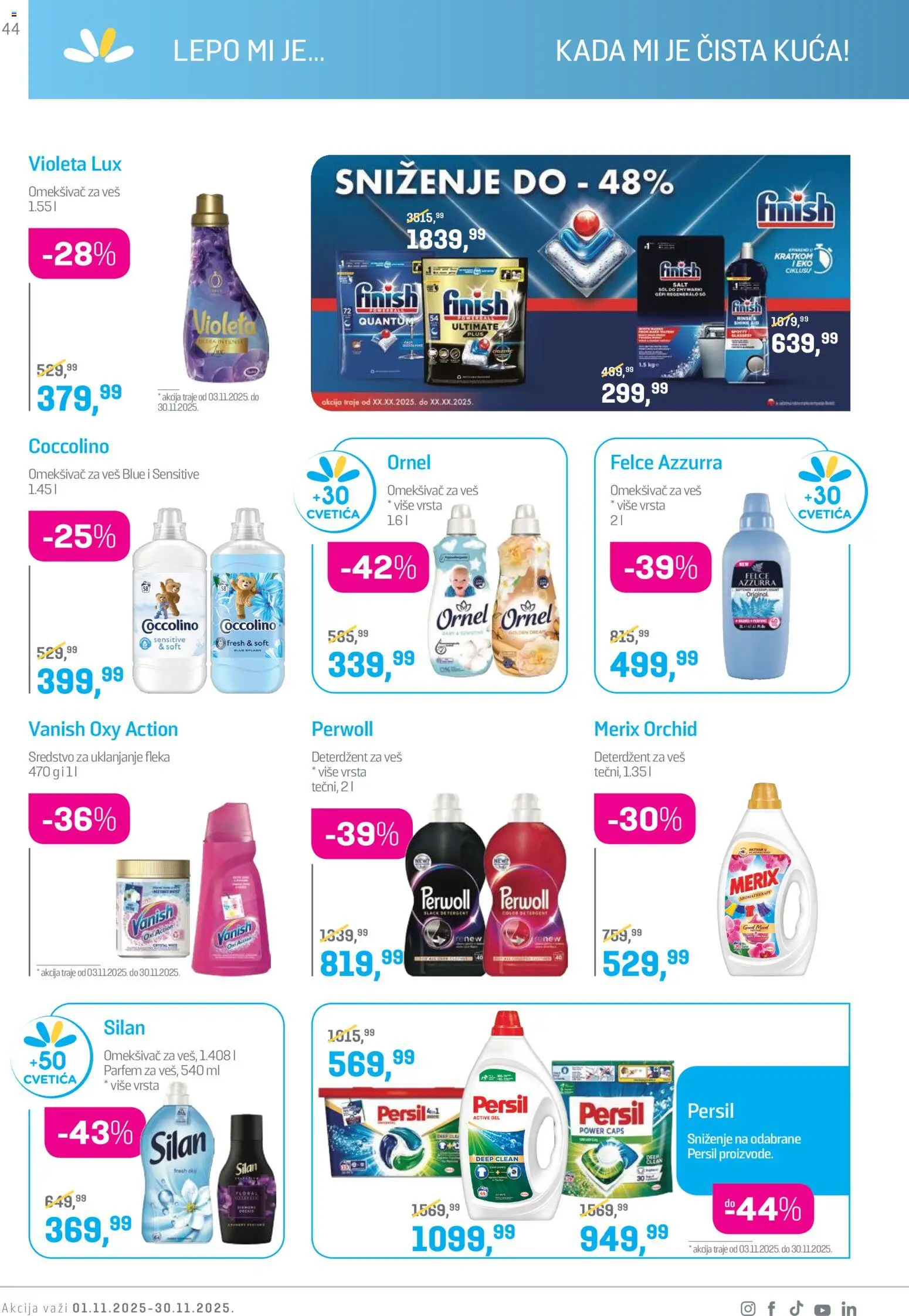 Lilly drogerie katalog - važi od 01.11.2025 | Strana: 44 | Proizvode: Deterdžent, Perwoll, Silan, Omekšivač za veš