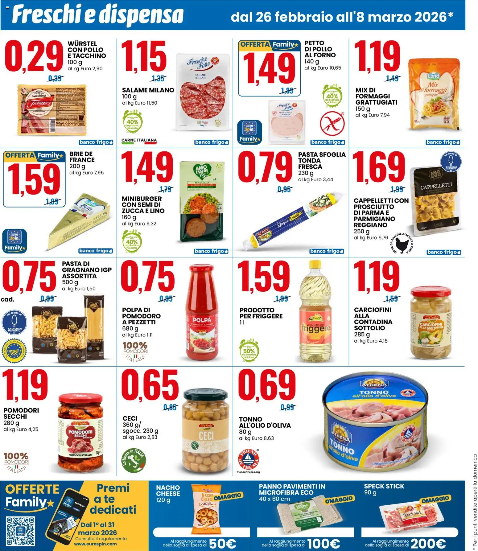 Volantino Eurospin del 26.02.2026 | Pagina: 8 | Prodotti: Salame, Ceci, Tacchino, Prosciutto