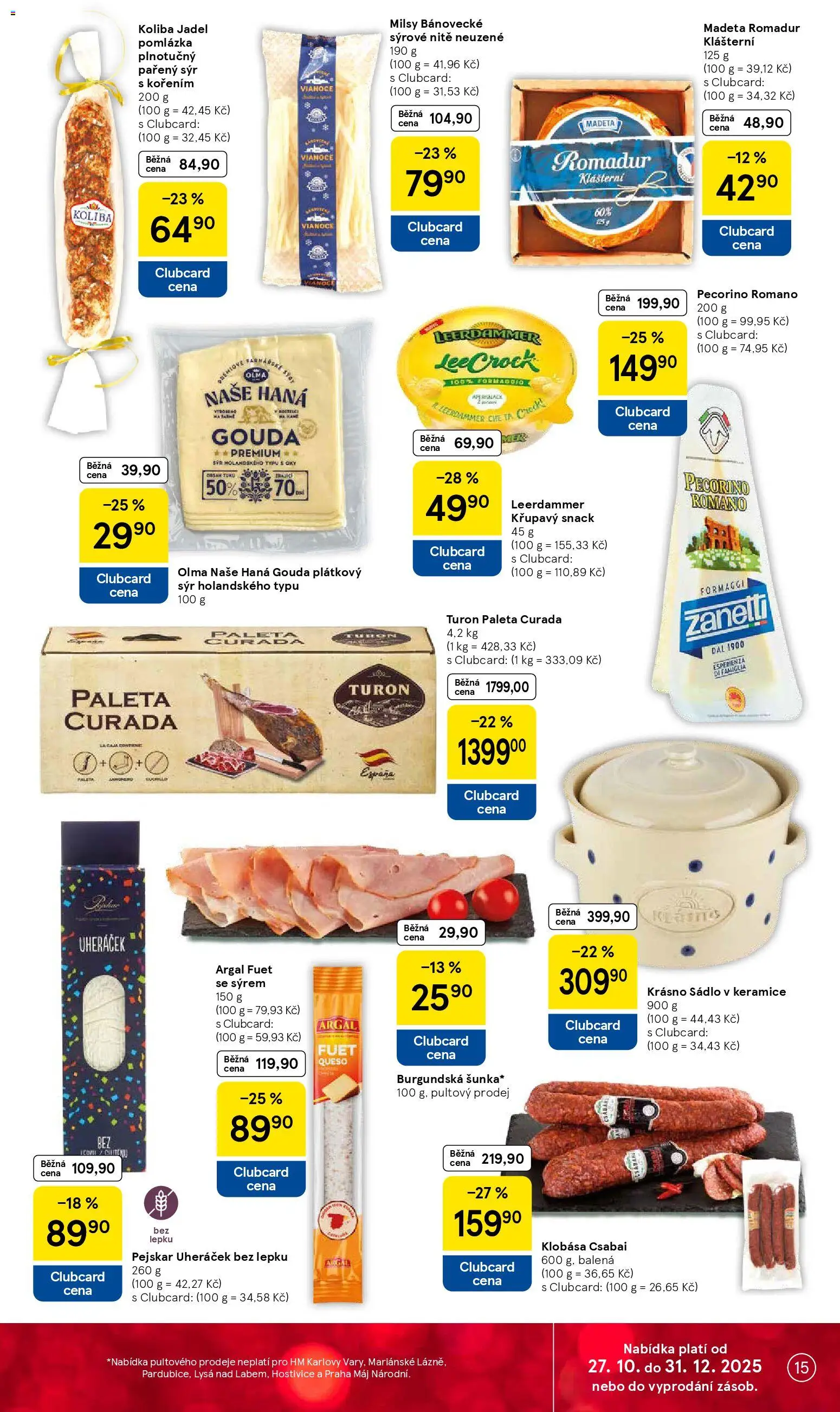 Tesco leták - Hypermarket od 29.10.2025 | Strana: 15 | Produkty: Sýr, Pecorino, Pecorino Romano, Fuet
