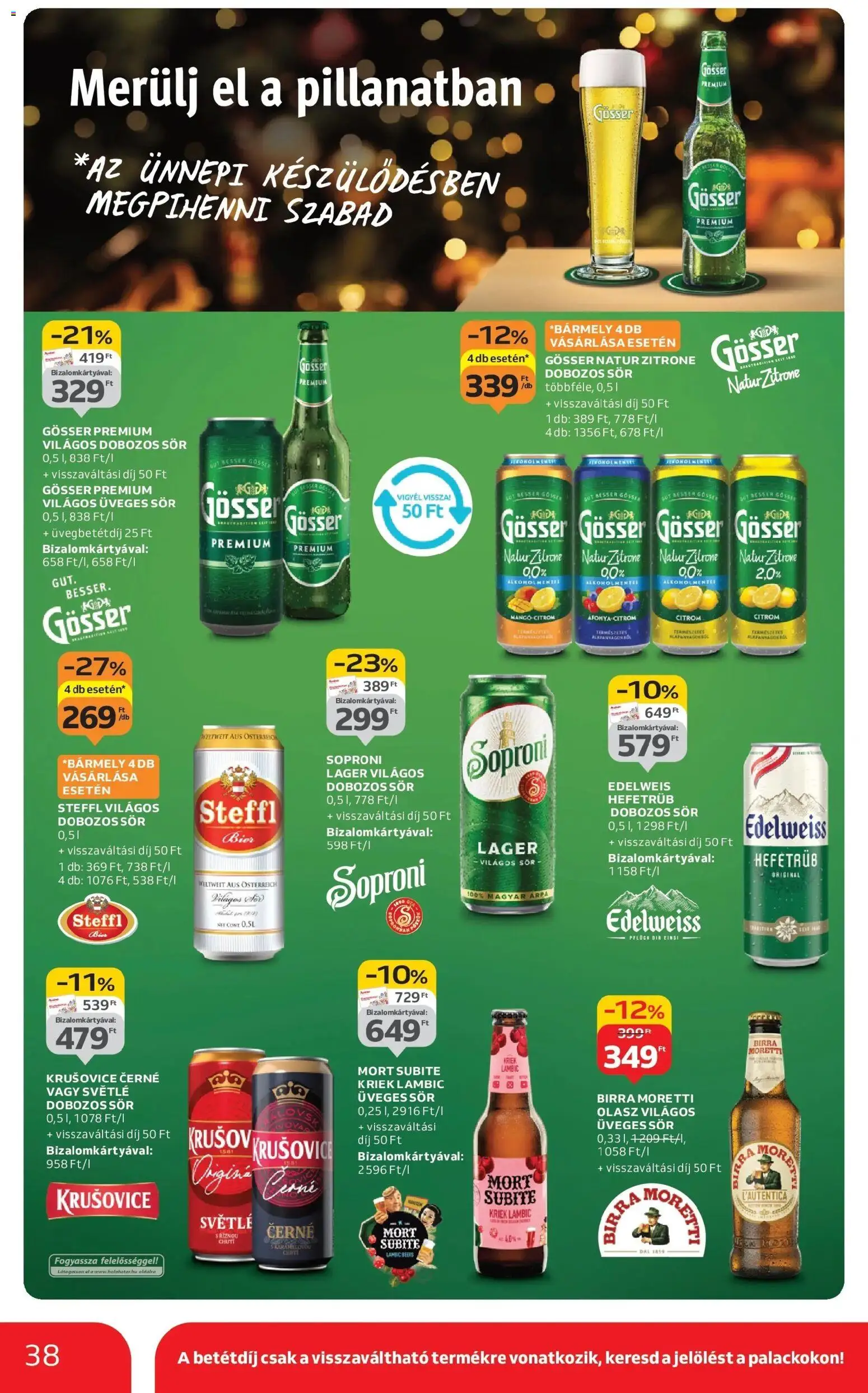Auchan akciós ujság - amely érvényes a következő dátumtól: 18.12.2025 | Oldal: 38 | Termékek: Gösser, Steffl, Sör, Citrom