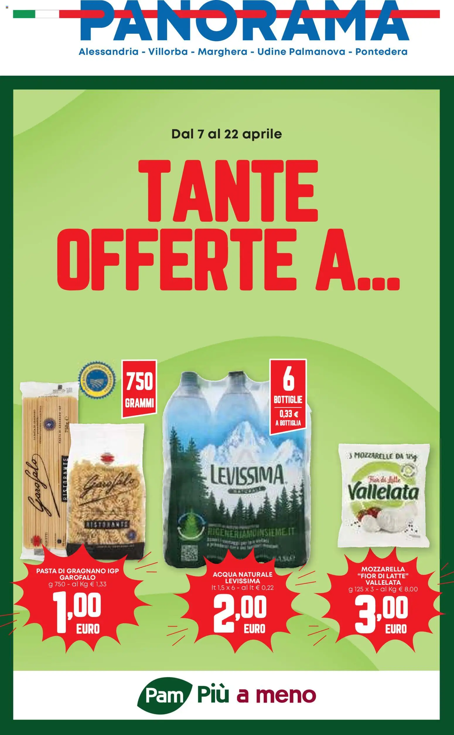 Volantino Panorama del 07.04.2026 | Pagina: 1 | Prodotti: Acqua, Mozzarella, Latte, Bottiglia