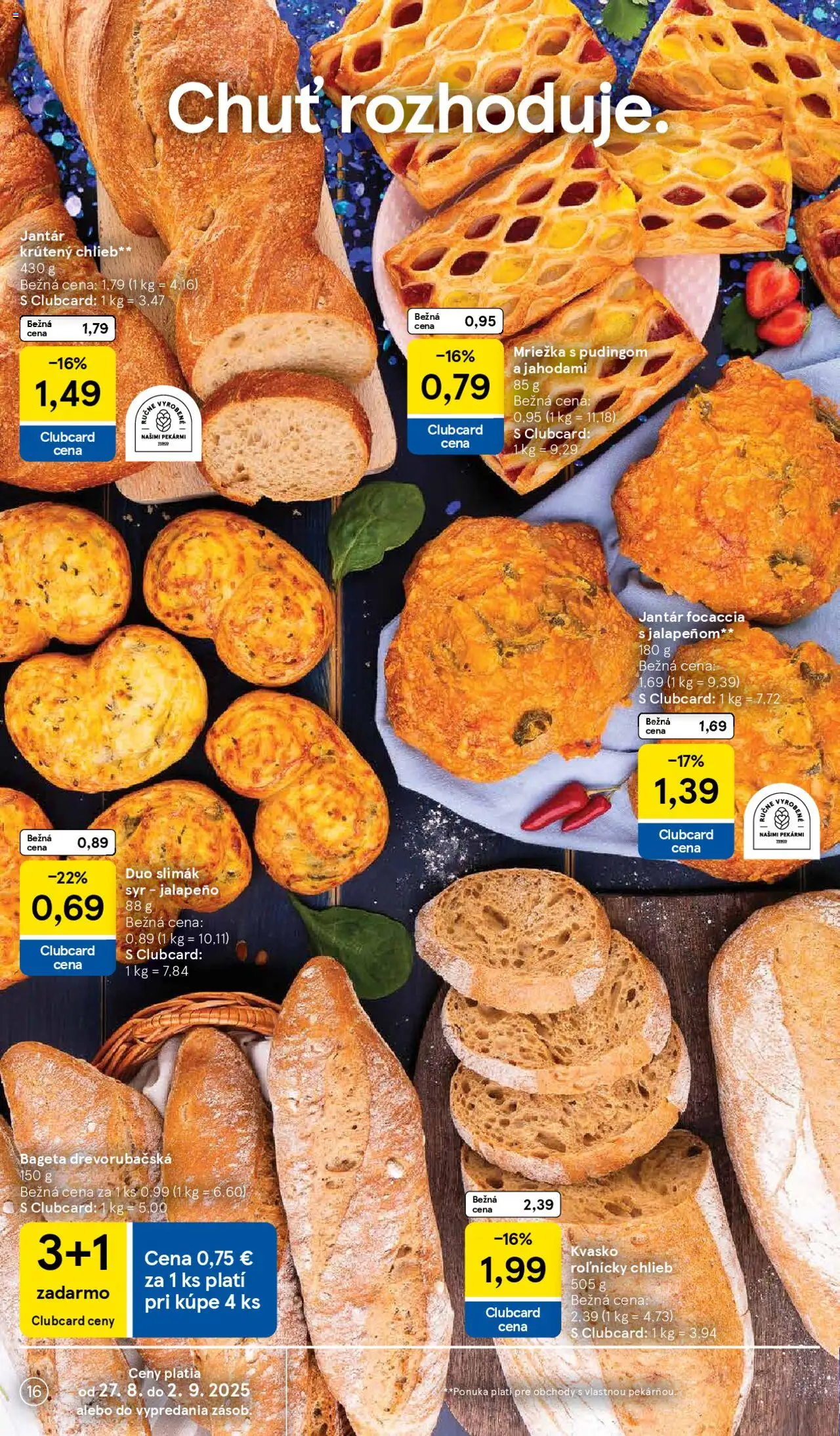 Tesco Hypermarket - leták │ platný od 27.08.2025 | Strana: 16 | Produkty: Syr, Chlieb