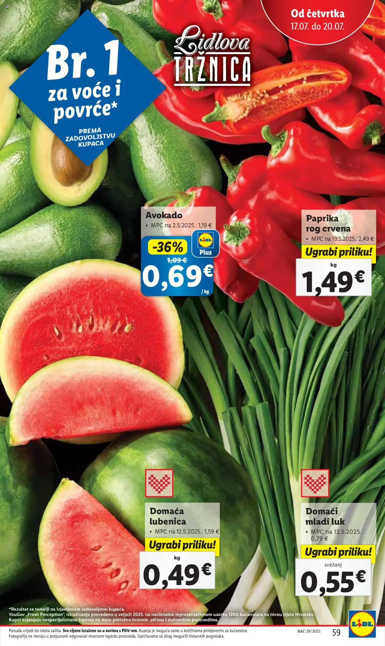 Lidl katalog | vrijedi od 14.07.2025 | Stranica: 59 | Proizvodi: Paprika, Avokado, Voće, Lubenica