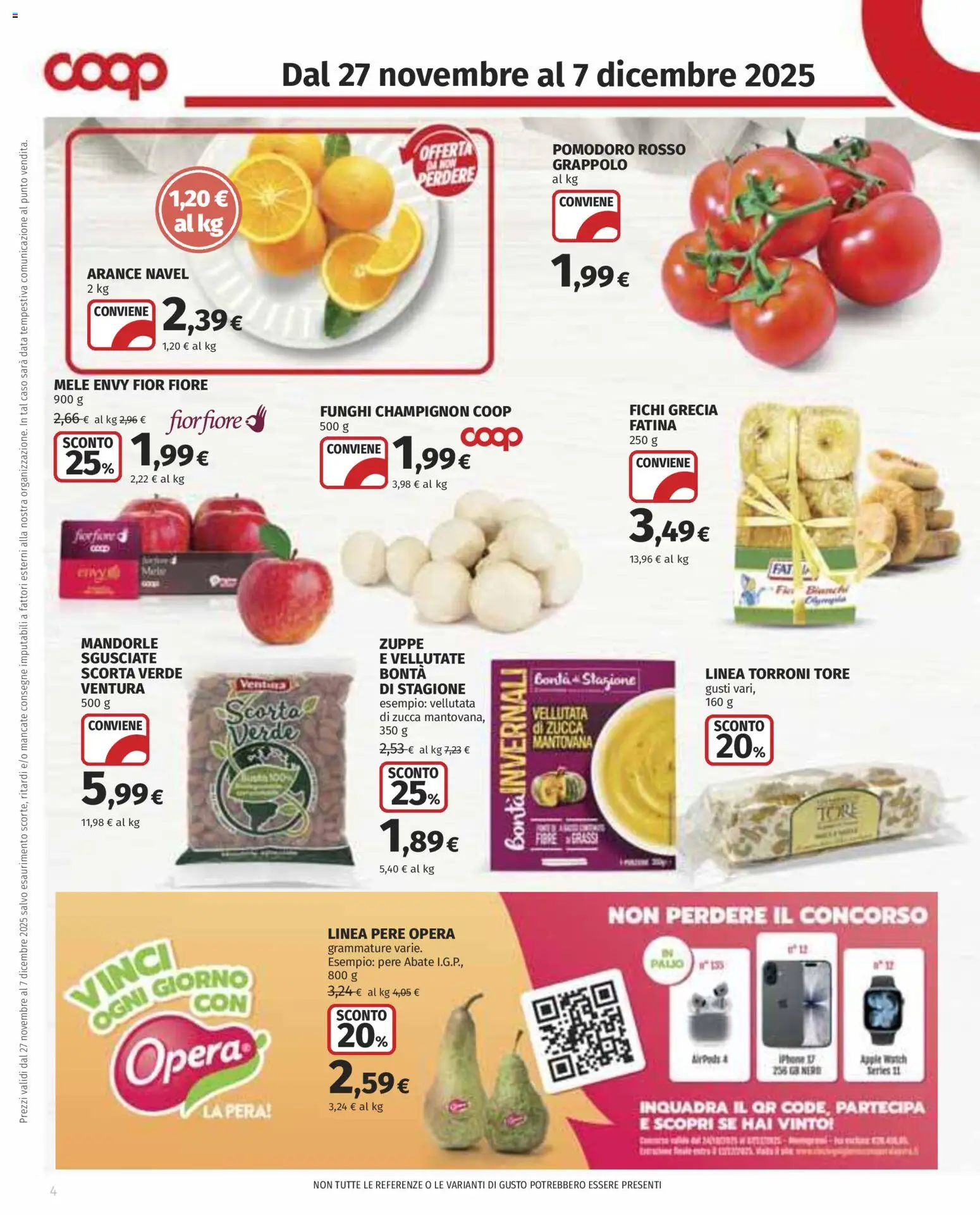 Volantino COOP del 27.11.2025 | Pagina: 4 | Prodotti: Arance, Zucca, Pera, Data