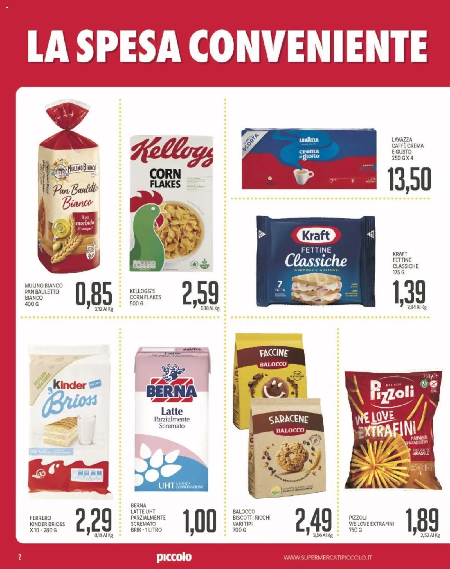 Volantino Piccolo del 27.11.2025 | Pagina: 2 | Prodotti: Crema, Biscotti, Latte, Lavazza