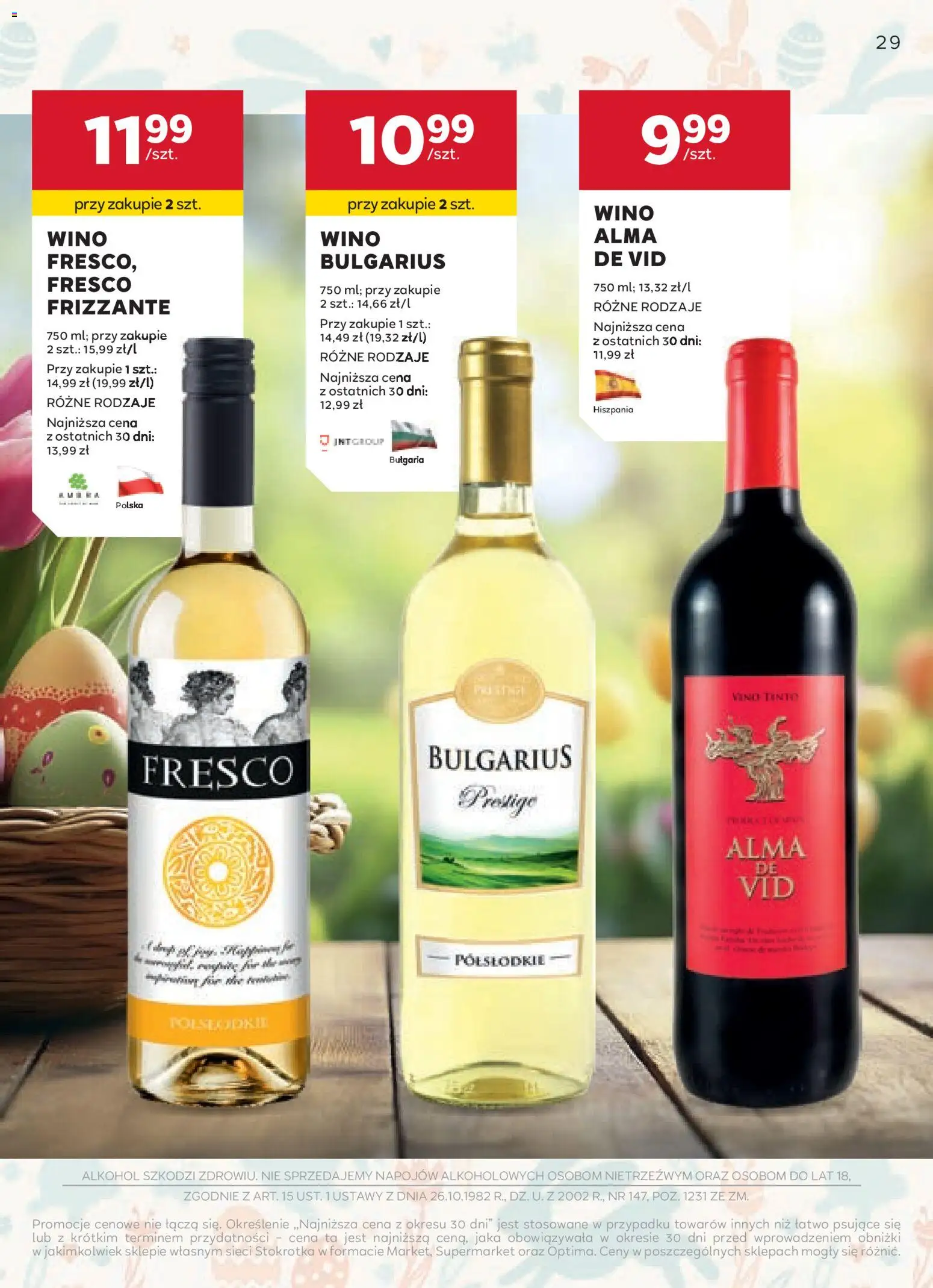 Stokrotka gazetka - Oferta alkoholowa od 19.03.2026 | Strona: 29 | Produkty: Stokrotka, Wino, Fresco, Alkohol