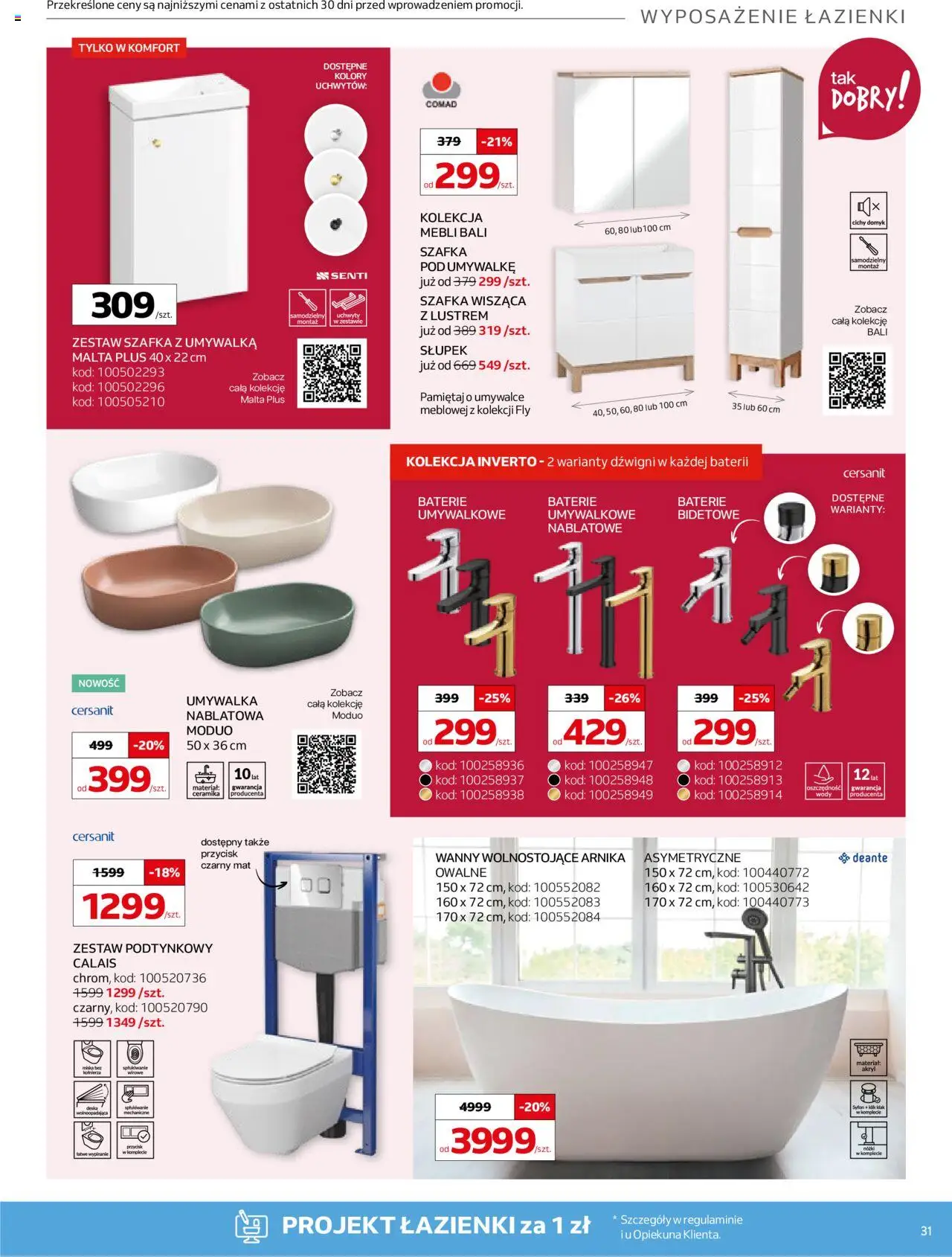 Komfort Gazetka od 07.05.2025 | Strona: 31 | Produkty: Baterie, Umywalka, Bateria