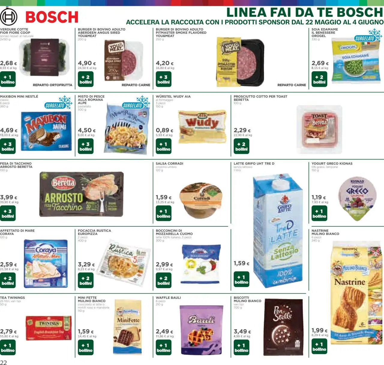 Volantino Ipercoop del 22.05.2025 | Pagina: 22 | Prodotti: Pesce, Tacchino, Latte, Prosciutto
