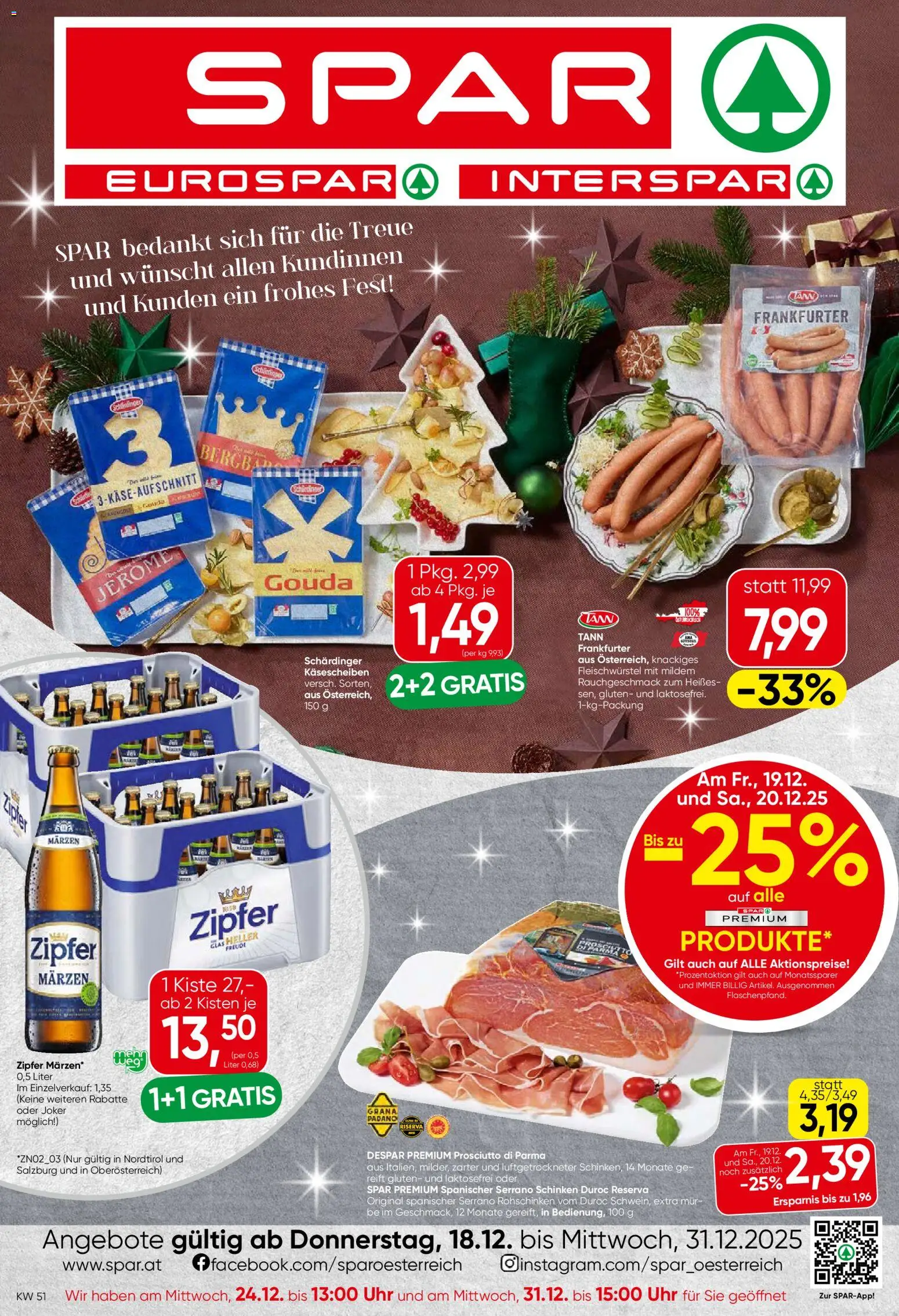 Spar Flublatt - Tirol gültig ab 18.12.2025 | Seite: 1 | Produkte: Uhr, Schinken