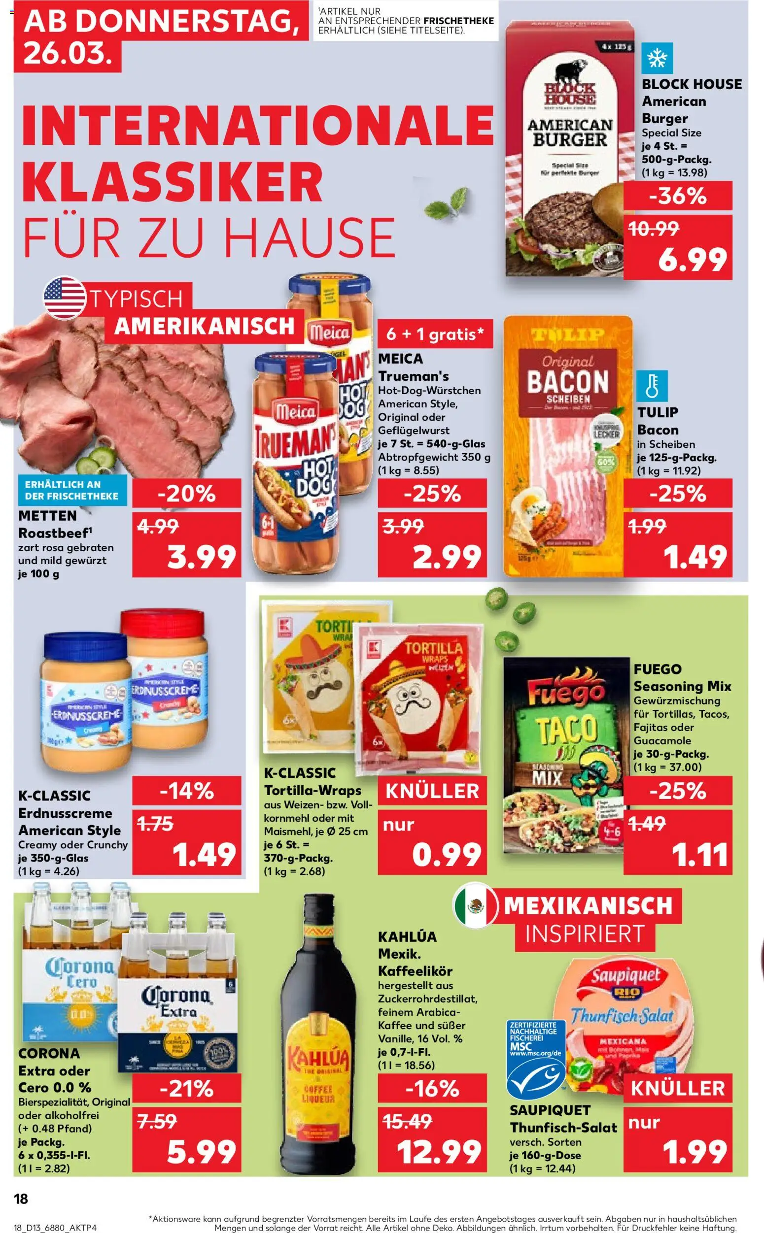 Kaufland Prospekt Völklingen	 – gültig ab 26.03.2026 | Seite: 18 | Produkte: Butter, Thunfisch, Kaffee, Roastbeef