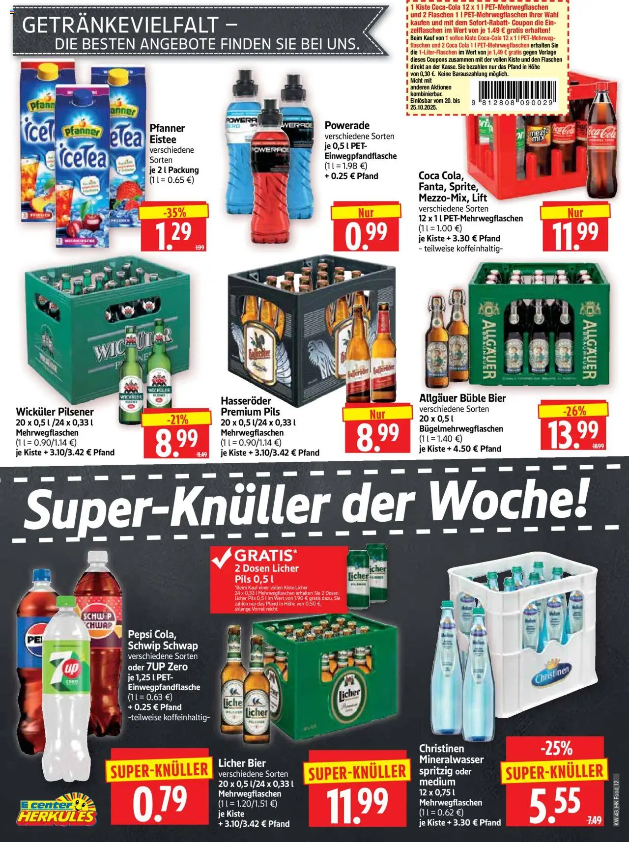 HERKULES Prospekt 	 – gültig ab 20.10.2025 | Seite: 12 | Produkte: Cola, Bier, Pils, Powerade