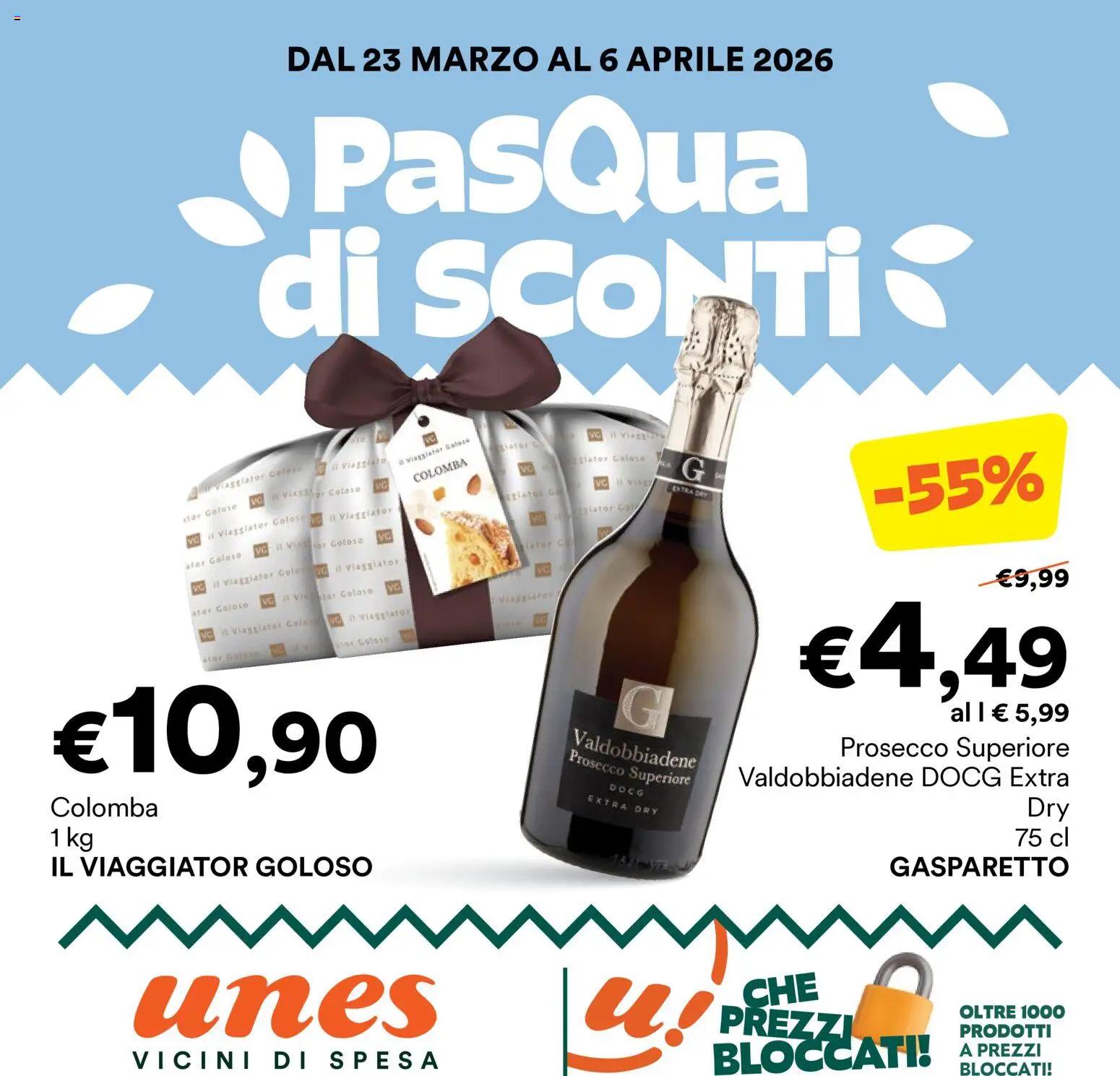 Volantino Unes del 23.03.2026 | Pagina: 1 | Prodotti: Prosecco