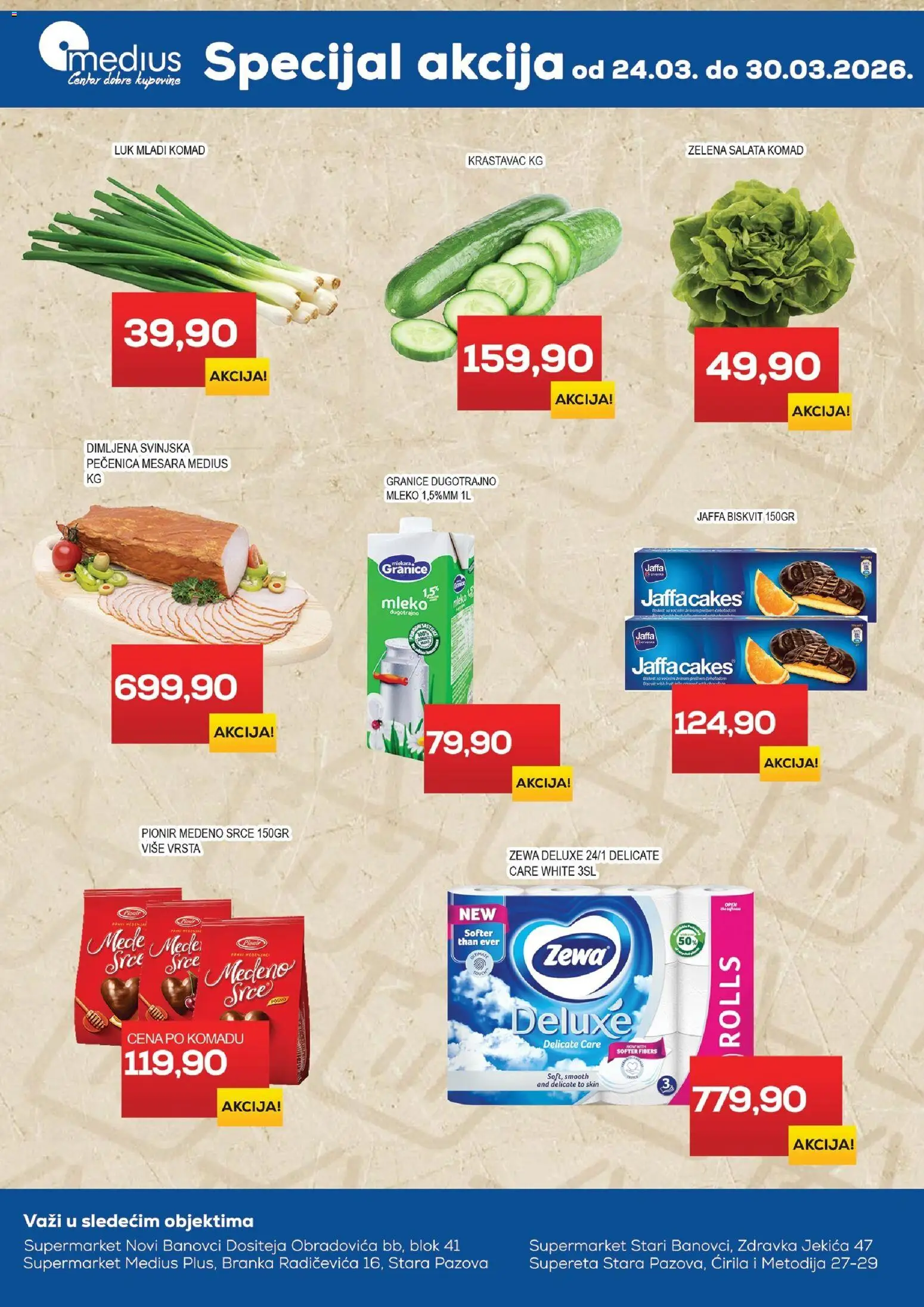 Medius katalog - važi od 24.03.2026 | Strana: 1 | Proizvode: Krastavac, Dugotrajno mleko, Mleko, Pečenica