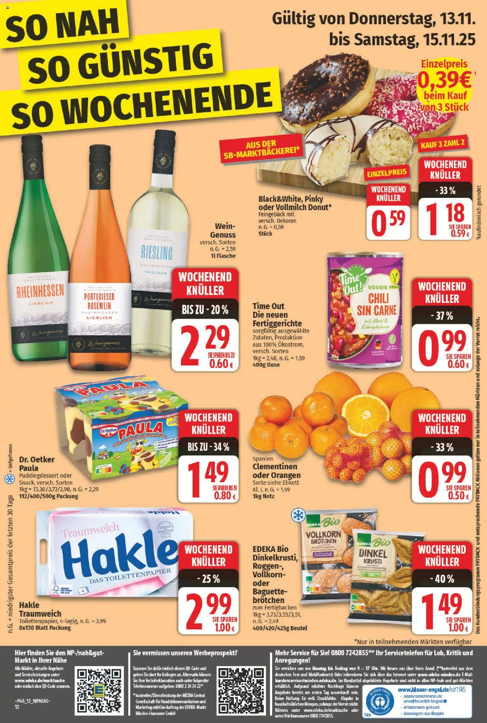 NP Discount Prospekt 	 – gültig ab 10.11.2025 | Seite: 12 | Produkte: Rosewein, Fertiggerichte, Hut, Toilettenpapier