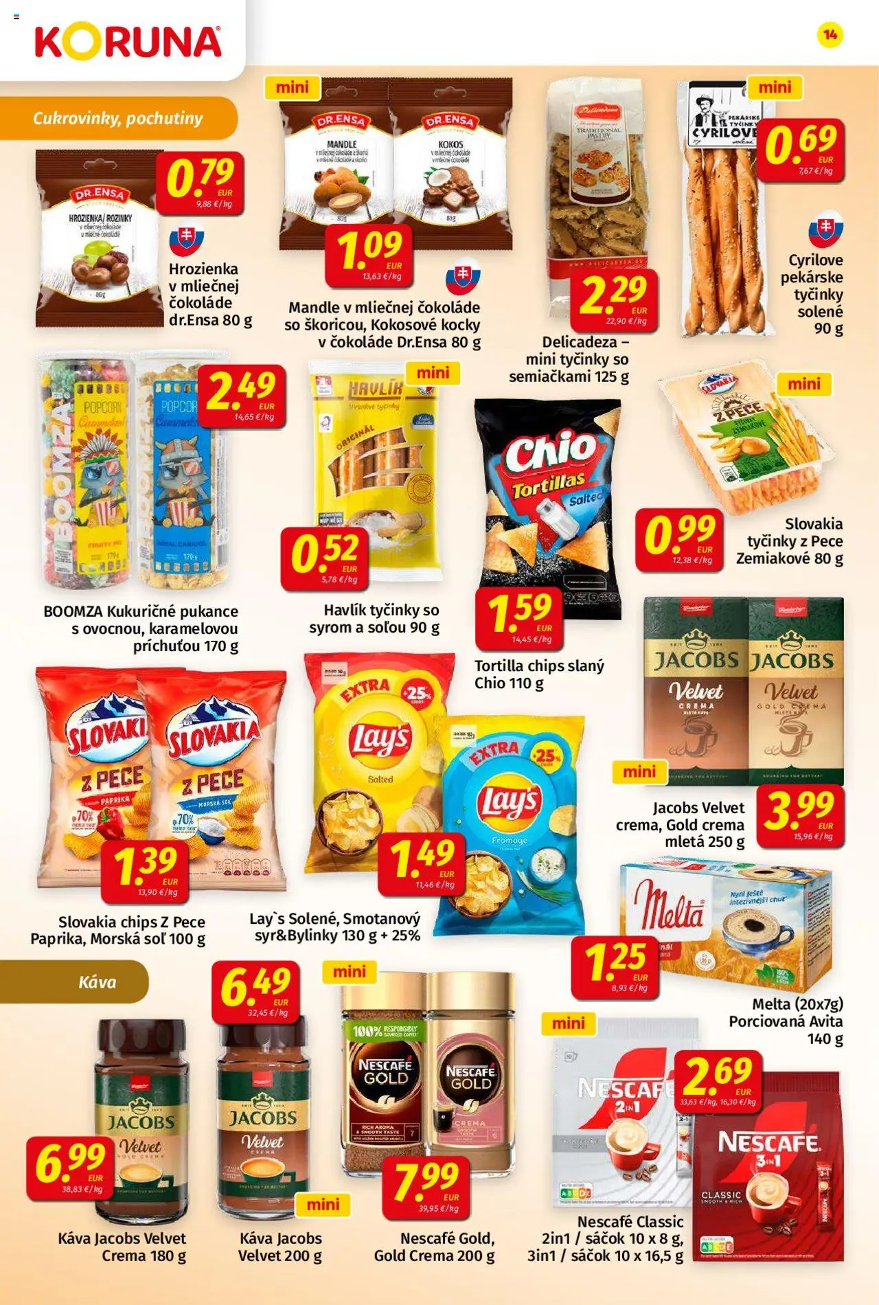 Nové Koruna akcie – leták je platný od 10.10.2025 | Strana: 14 | Produkty: Paprika, Hrozienka, Soľ, Nescafé Gold