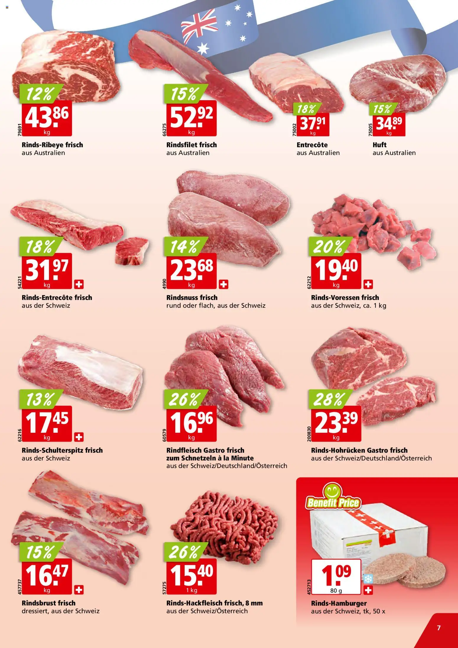 Aligro aktionen Schlieren, Gossau SG, Frauenfeld, Rapperswil-Jona, Sargans, Bern, Brüttisellen, Pratteln, Emmen, Spreitenbach – gültig ab 13.04.2026 | Seite: 7 | Produkte: Rindfleisch