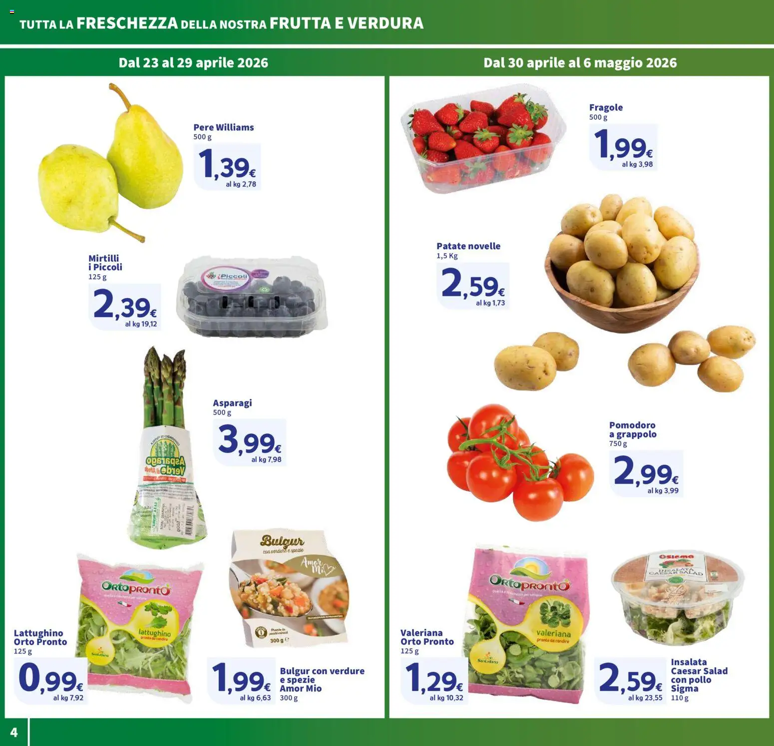 Volantino SIGMA del 23.04.2026 | Pagina: 4 | Prodotti: Valeriana, Fragole, Pomodoro, Bulgur