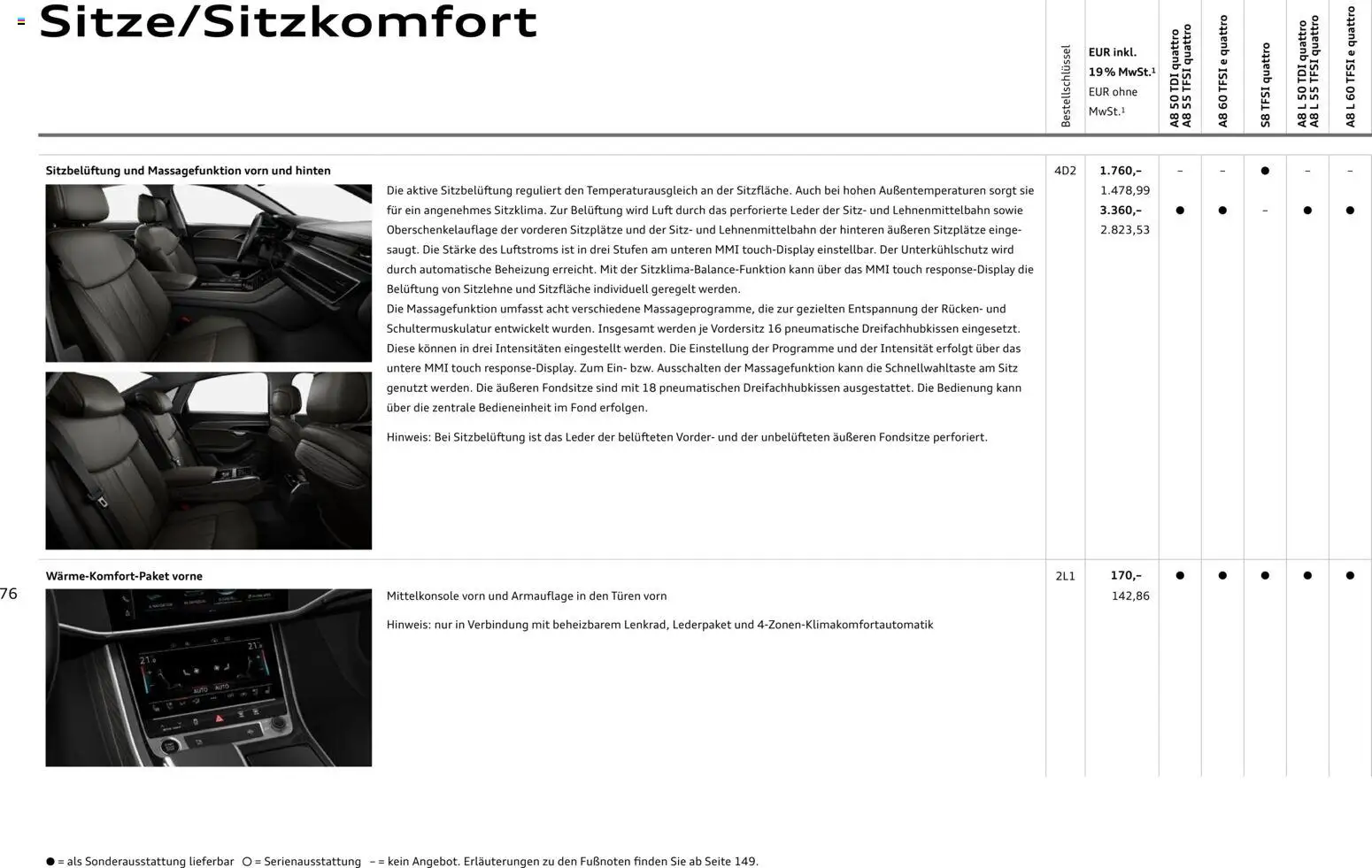 Audi A8 – gültig ab 28.10.2025 | Seite: 76