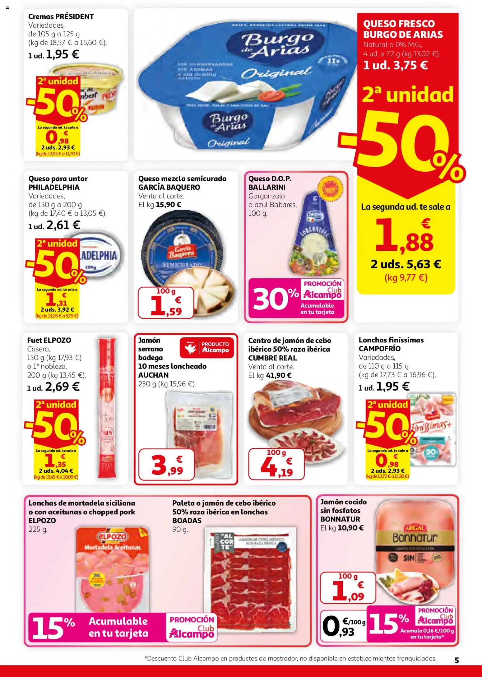 Alcampo - SST Nacional │ válido desde el 26.02.2026 | Página: 5 | Productos: Queso, Té, Mortadela, Loncheado