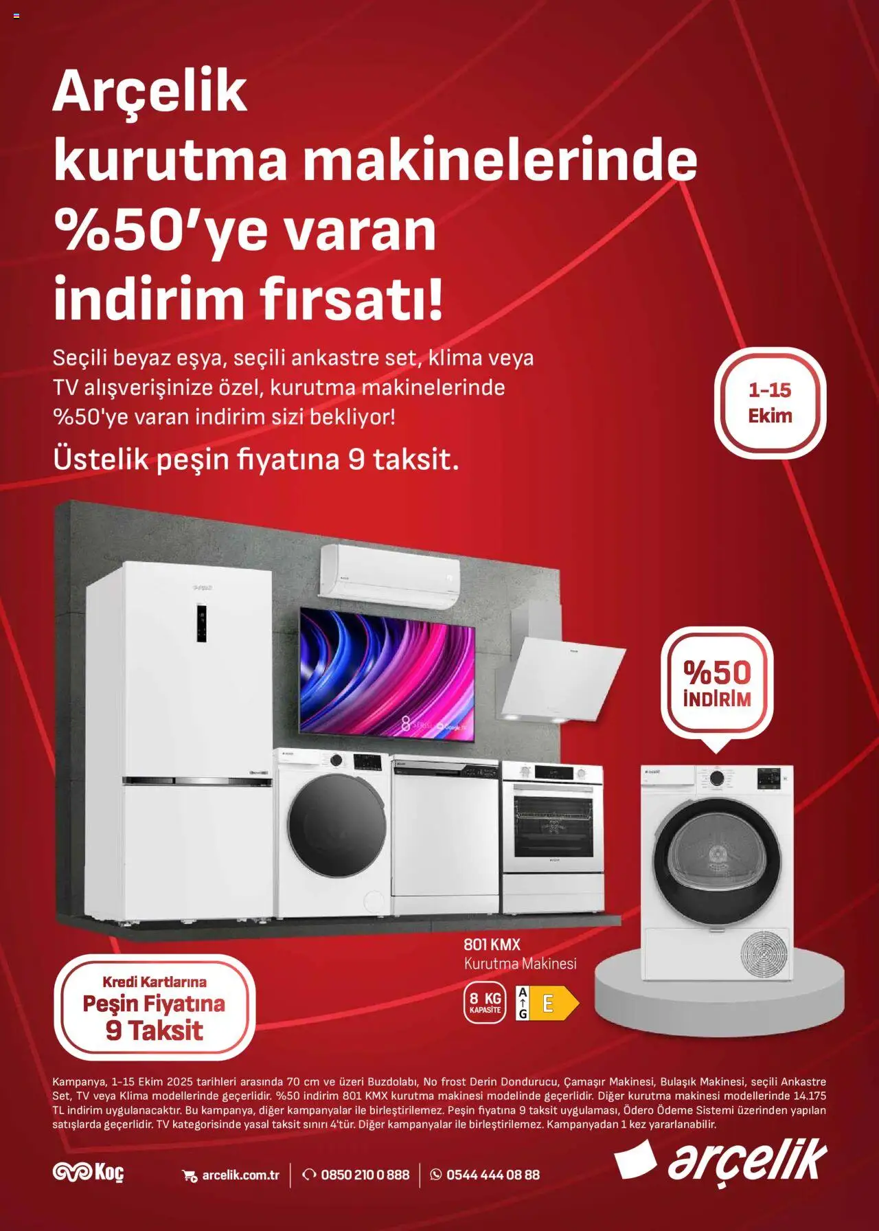 Arçelik İklimlendirme Kataloğu - 01.10.2025 tarihinden itibaren geçerlidir | Sayfa: 1 | Ürünler: Kurutma makinesi, TV, Klima