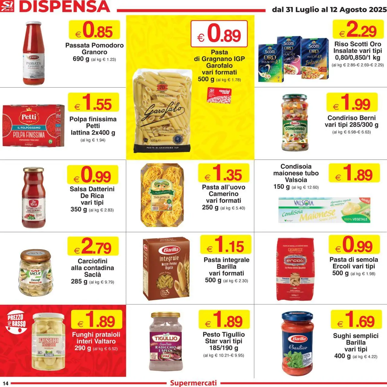 Volantino Sì con Te del 31.07.2025 | Pagina: 14 | Prodotti: Riso, Pomodoro, Funghi, Basilico