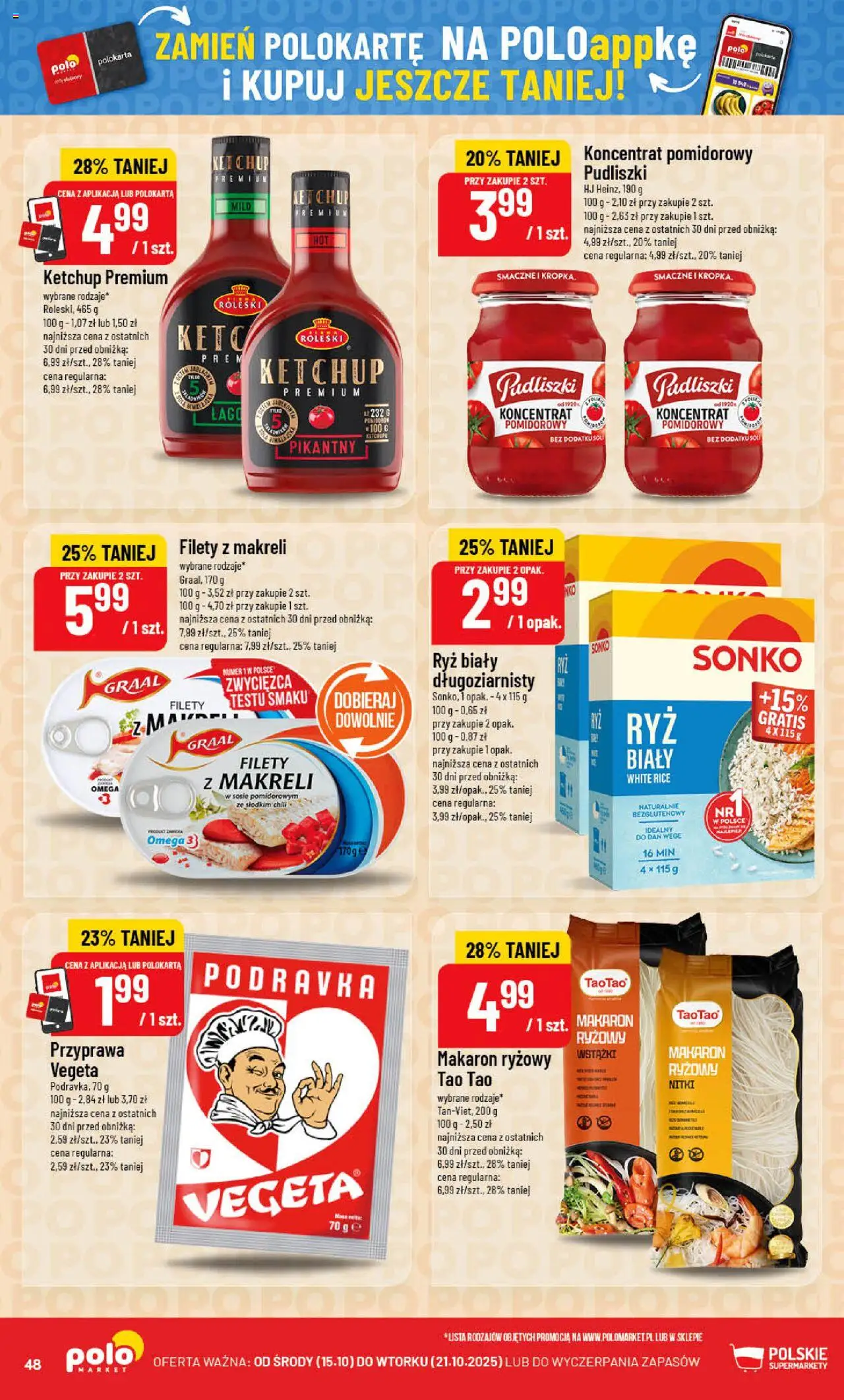 POLOmarket Gazetka od 15.10.2025 | Strona: 48 | Produkty: Chili, Ketchup, Makaron ryżowy, Ryż