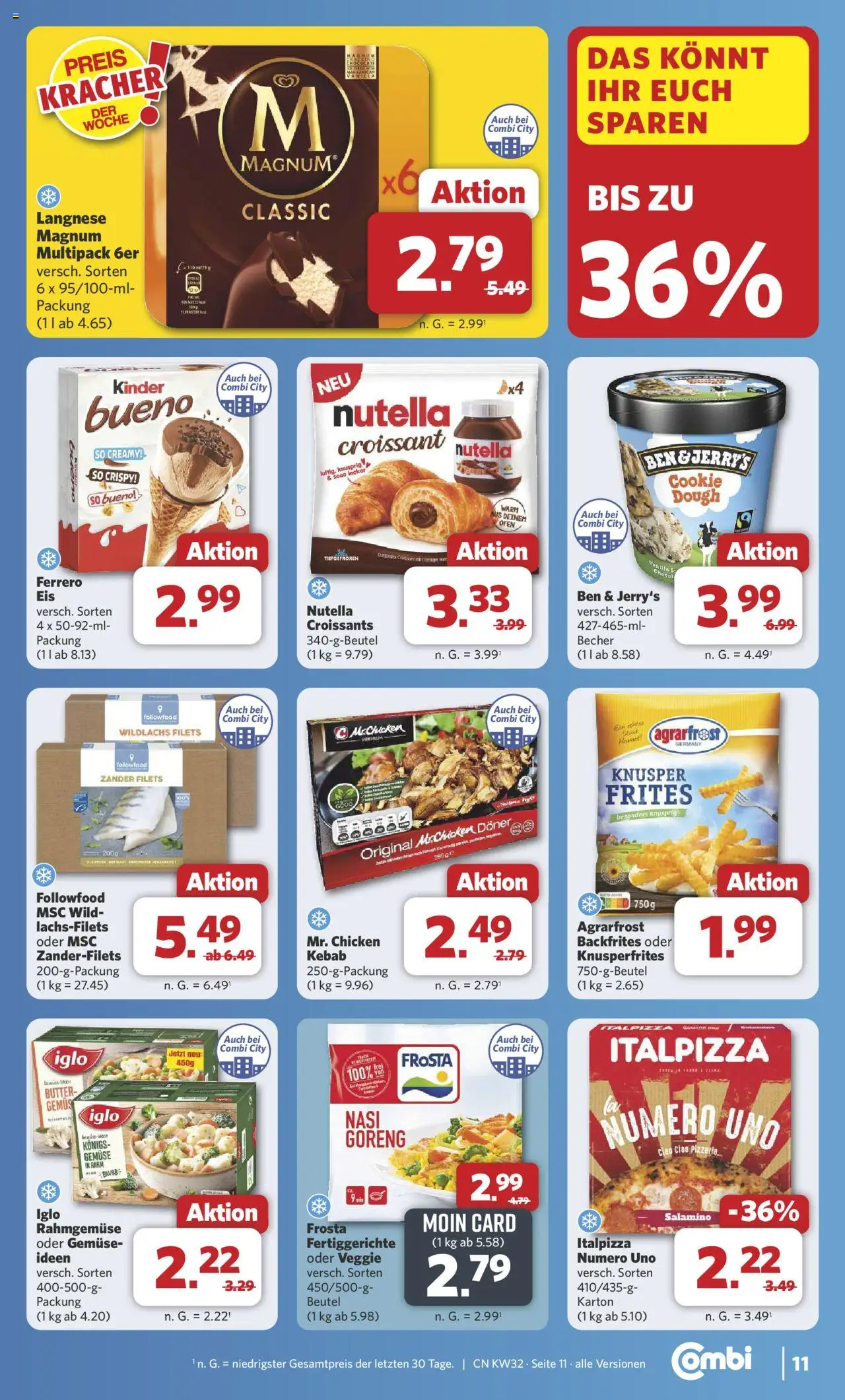 Combi Prospekt 	 - gültig ab dem 03.08.2025 | Seite: 12 | Produkte: Iglo, Frosta, Nutella, Gemüse