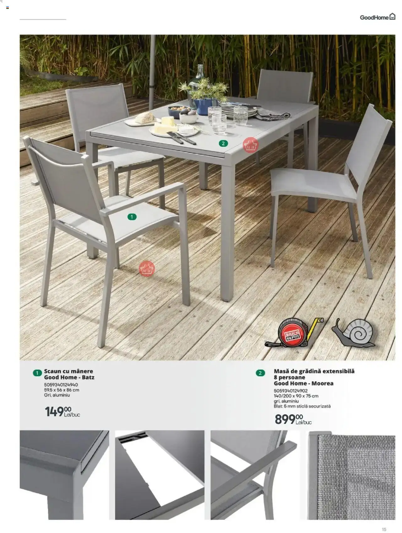 Noul catalog Brico Depot – valabil de la 28.03.2025 | Pagină: 15 | Produse: Masă, Scaun