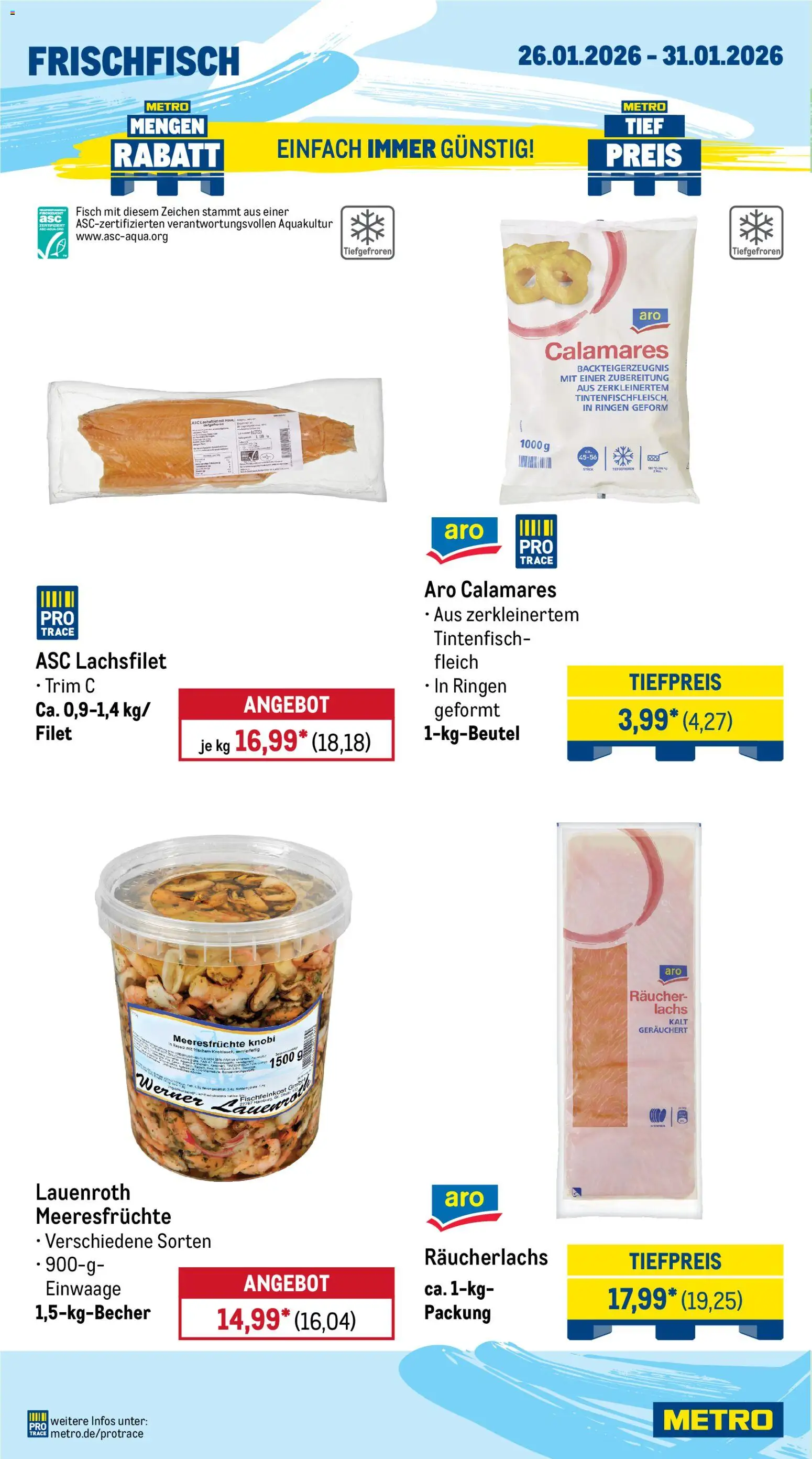 Metro Wochen-Angebote Gastro – gültig ab 26.01.2026 | Seite: 8 | Produkte: Fisch, Lachs, Räucherlachs, Meeresfrüchte