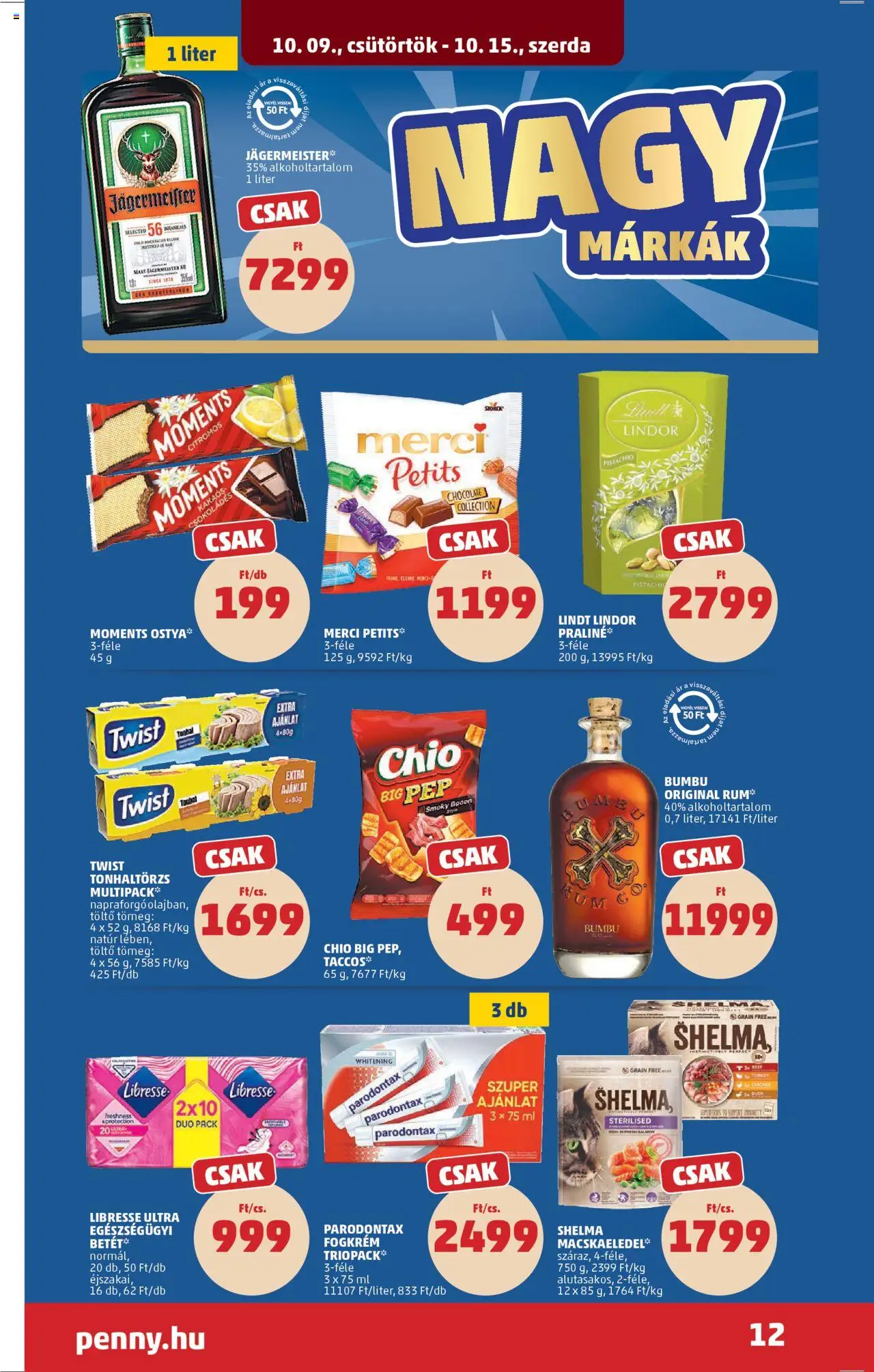 PENNY akciós ujság - amely érvényes a következő dátumtól: 09.10.2025 | Oldal: 16 | Termékek: Chips, Macskaeledel, Rum, Bacon
