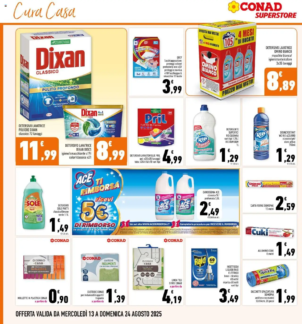 Volantino Conad del 13.08.2025 | Pagina: 30 | Prodotti: Detergente, Lavatrice, Lavastoviglie, WC