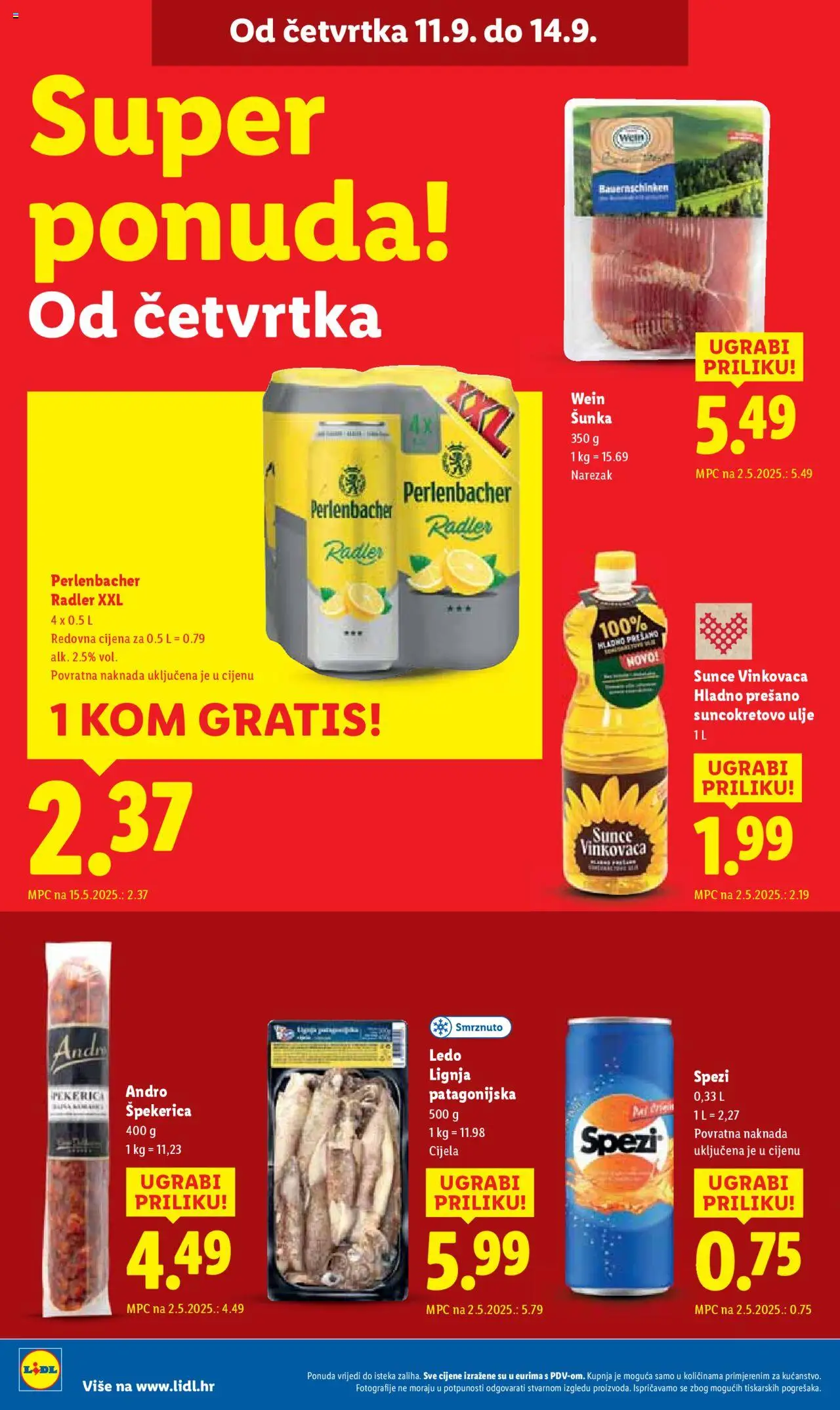 Lidl katalog | vrijedi od 08.09.2025 | Stranica: 66 | Proizvodi: Radler, Suncokretovo ulje, Šunka, Narezak