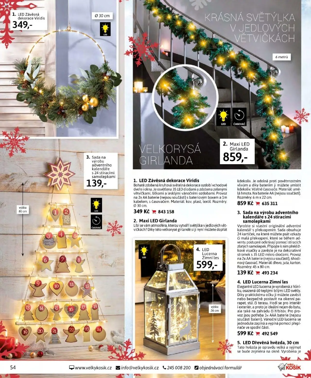 Velký Košík katalog září od 01.09.2025 | Strana: 54 | Produkty: Lucerna, Girlanda, Časovač, Dekorace