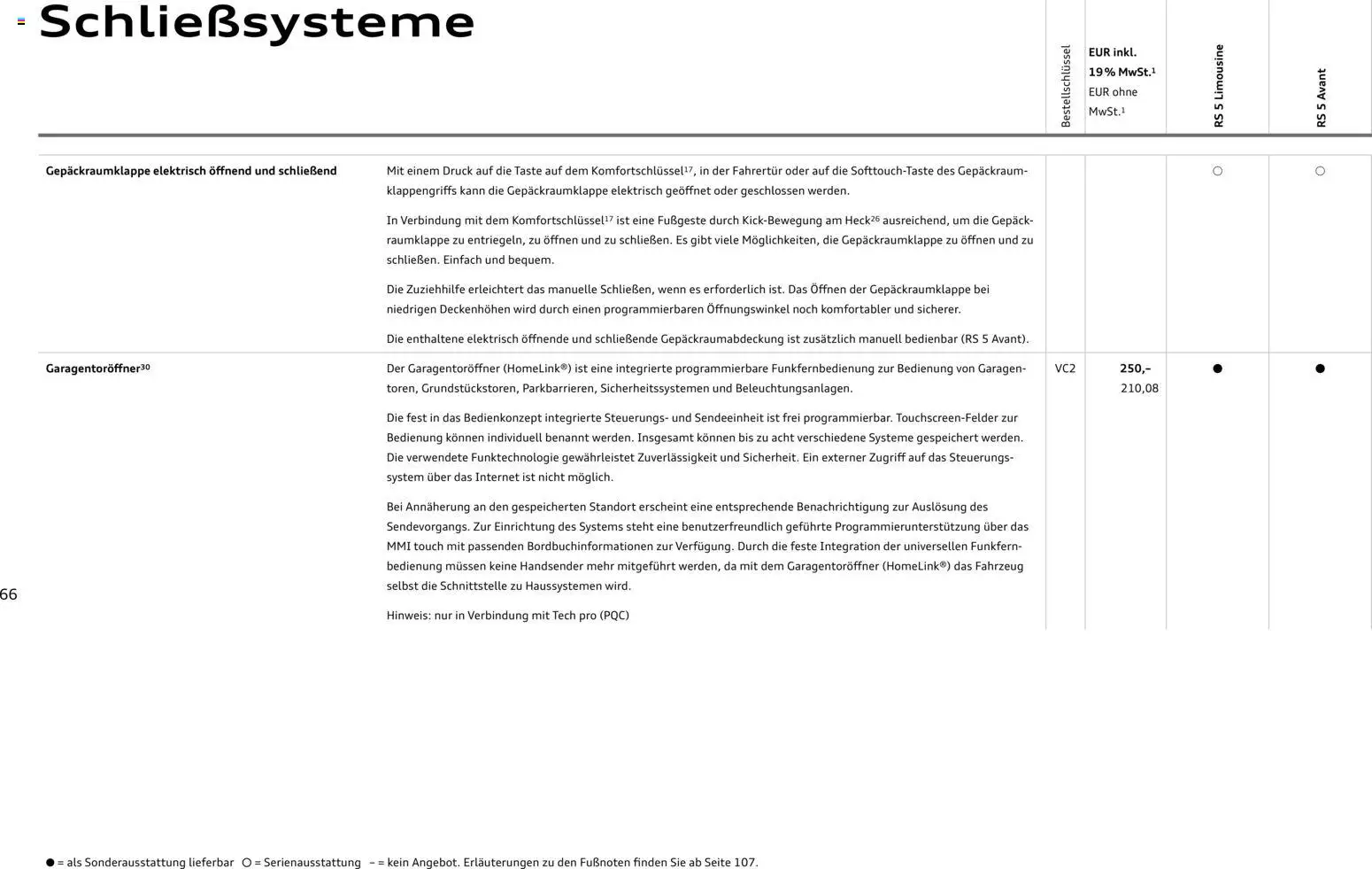 Audi RS 5 Limousine / RS 5 Avant – gültig ab 01.04.2026 | Seite: 66