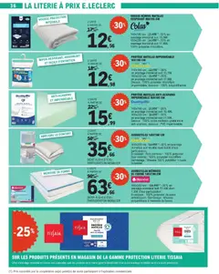 E.Leclerc - Prévisualisation de PROTÈGE MATELAS IMPERMÉABLE 90X190 CM, Protège matelas imperméable 90x190 cm. 140x190cm: 22,55€ -30% en avantage immédiat soit 15,78€. 160x200 cm: 25,55€ -30% en avantage immédiat soit 17,88€. Dessus: 100% polyester microfibre imperméable, dessous: 100% polyuréthanne. valide à partir de 26.12.2025 | Page: 36 | Produits: Surmatelas, Coton, Mousse, Matelas