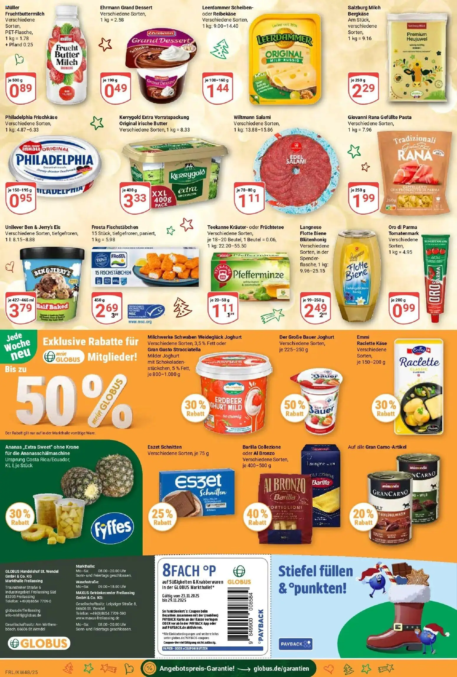 Globus prospekt Freilassing	 – gültig ab 23.11.2025 | Seite: 2 | Produkte: Barilla, Raclette, Süßigkeiten, Uhr