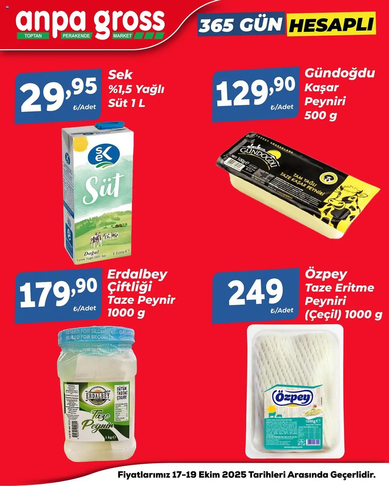 Anpa Gross Katalog Cuma-Pazar - 17.10.2025 tarihinden itibaren geçerlidir | Sayfa: 7 | Ürünler: Süt, Peynir