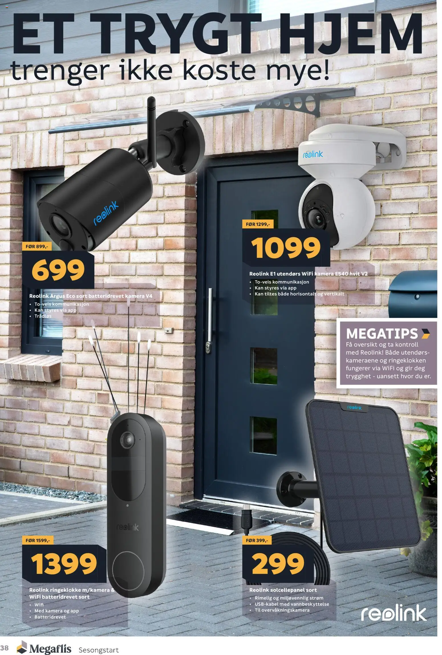 {H1} | Side: 38 | Produkter: Solcellepanel, Kamera, Ringeklokke