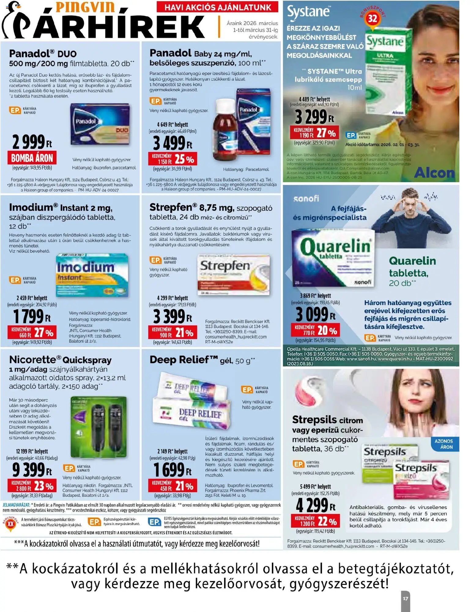 Pingvin Patika akciós ujság - amely érvényes a következő dátumtól: 01.03.2026 | Oldal: 17 | Termékek: Méz, Eper, Cukor, Citrom