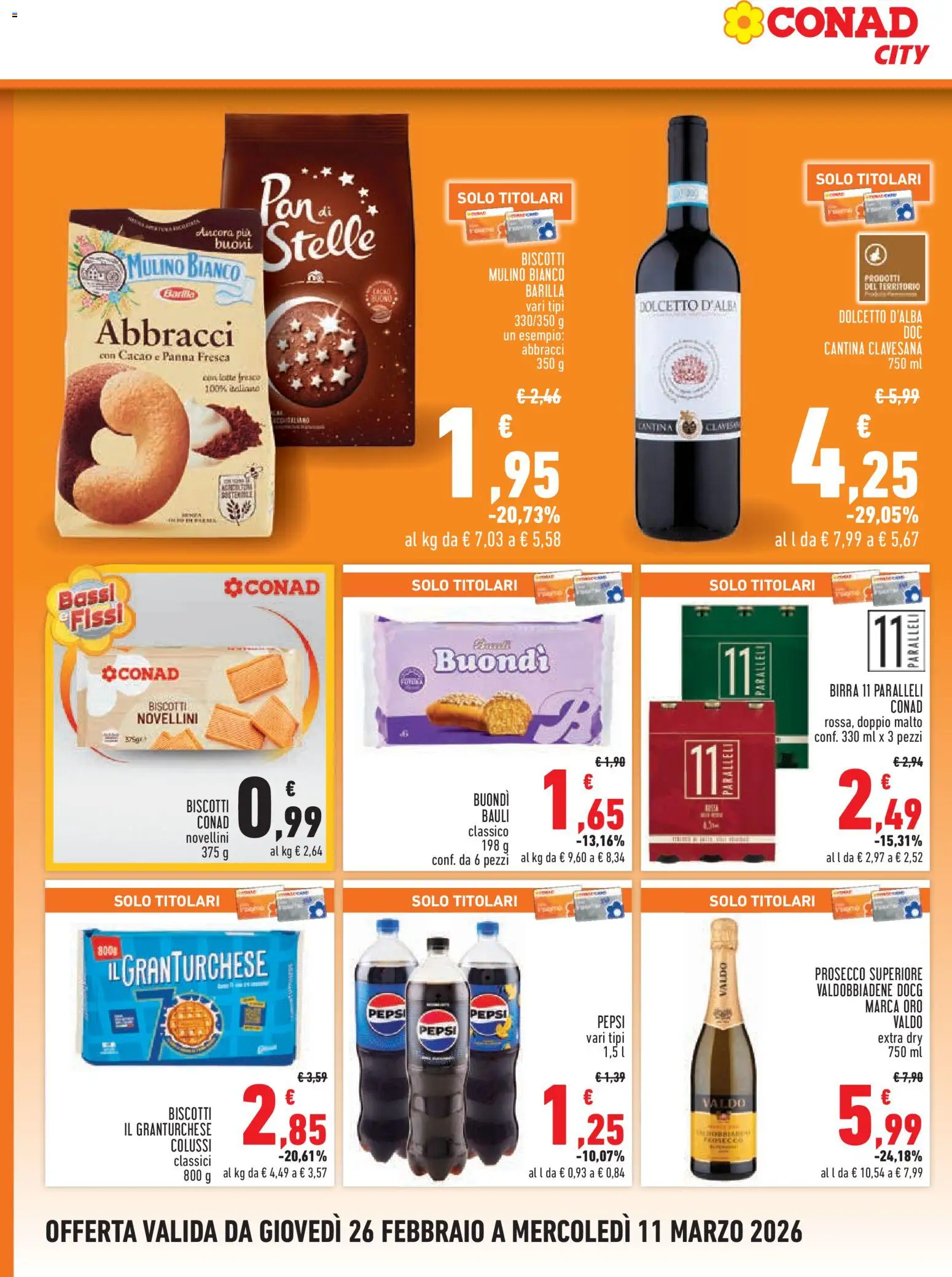 Volantino Conad del 26.02.2026 | Pagina: 14 | Prodotti: Birra, Biscotti, Cacao, Pepsi