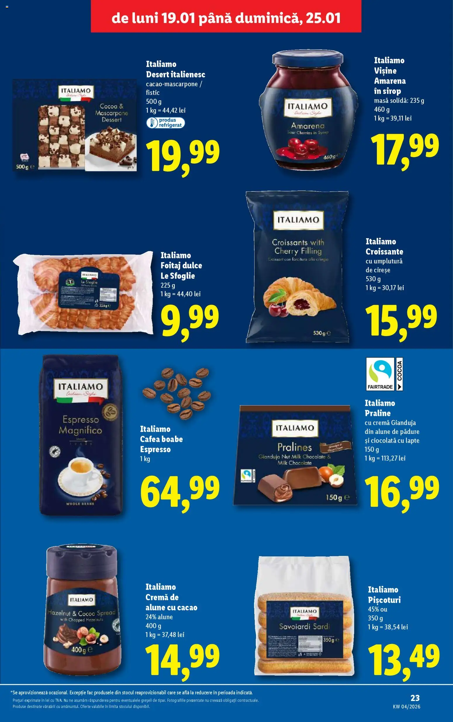 Noul catalog Lidl – valabil de la 19.01.2026 | Pagină: 23 | Produse: Alune, Cremă, Ciocolată, Mascarpone