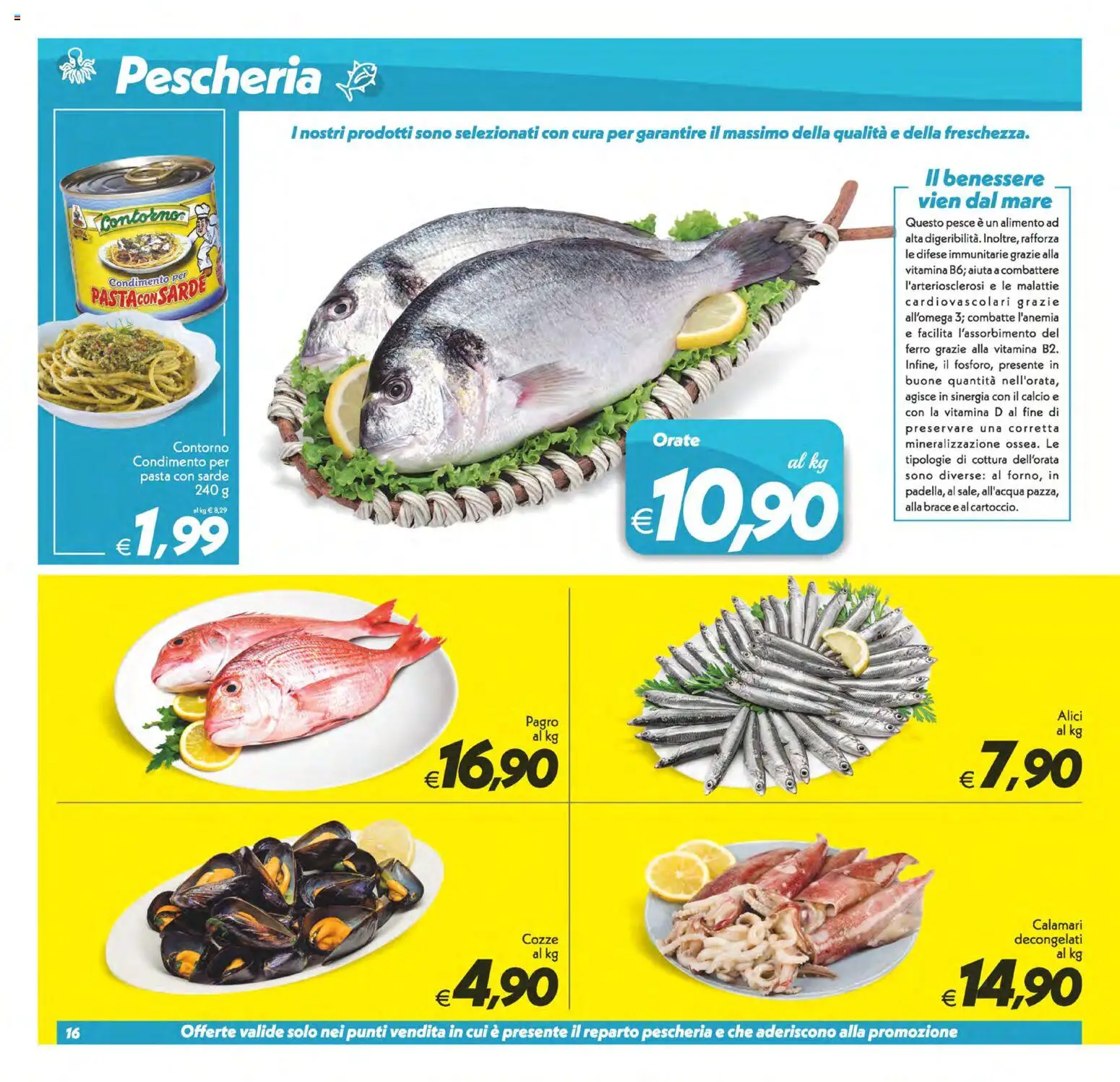 Volantino SuperConveniente del 28.04.2026 | Pagina: 16 | Prodotti: Cozze, Calamari, Pasta, Alici