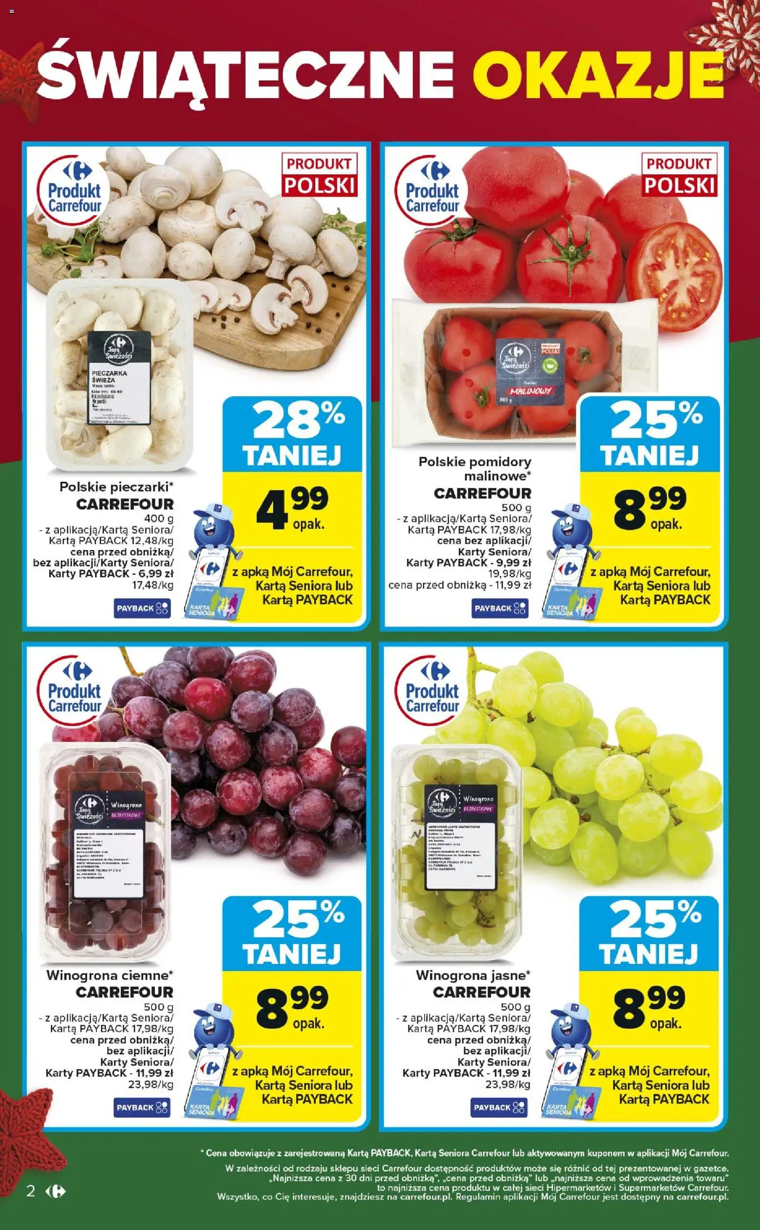 Carrefour Gazetka - Świąteczne okazje od 21.12.2025 | Strona: 2 | Produkty: Karta, Winogrona, Winogrono, Pomidory