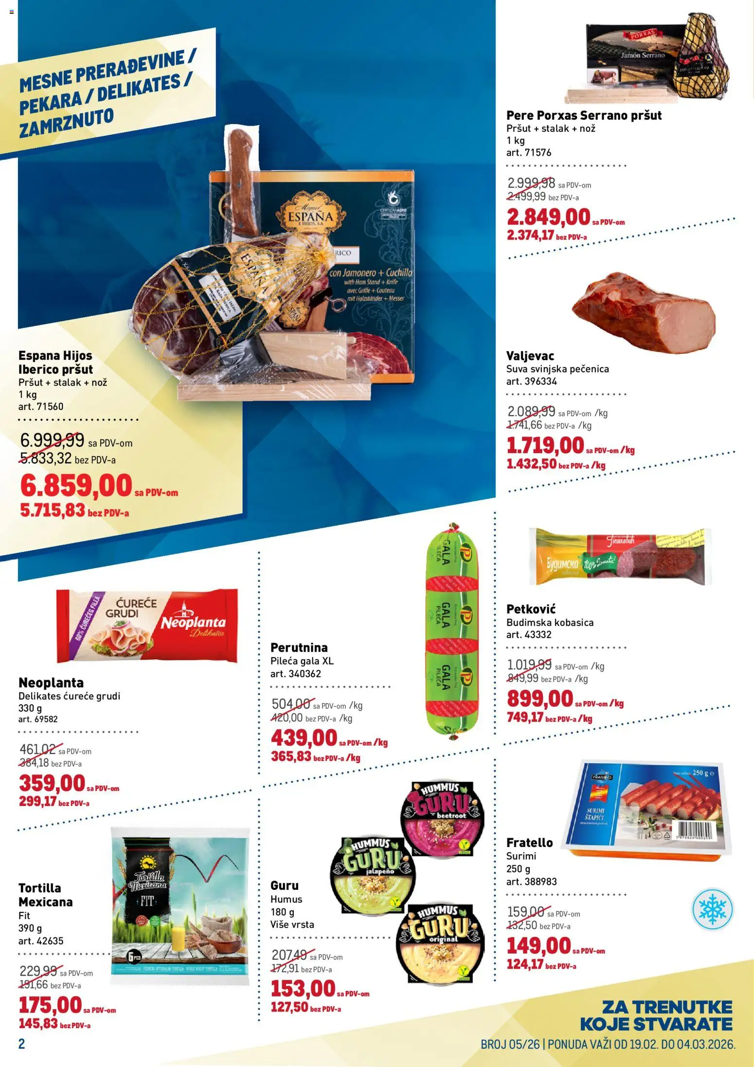 Metro katalog - važi od 19.02.2026 | Strana: 2 | Proizvode: Pekara, Budimska kobasica, Hummus, Surimi