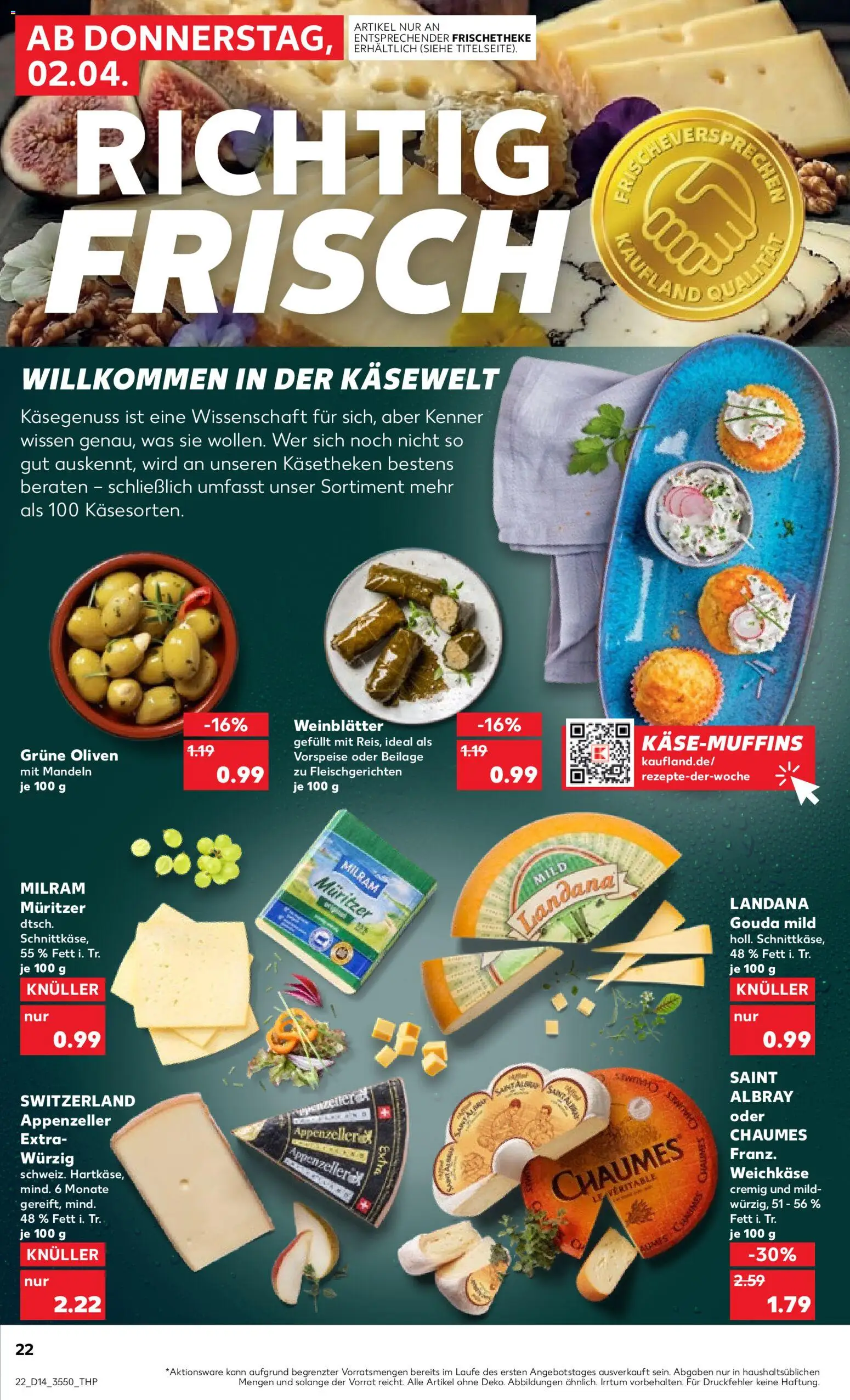 Kaufland Prospekt Berlin	 – gültig ab 02.04.2026 | Seite: 22 | Produkte: Gouda, Mandeln, Milram