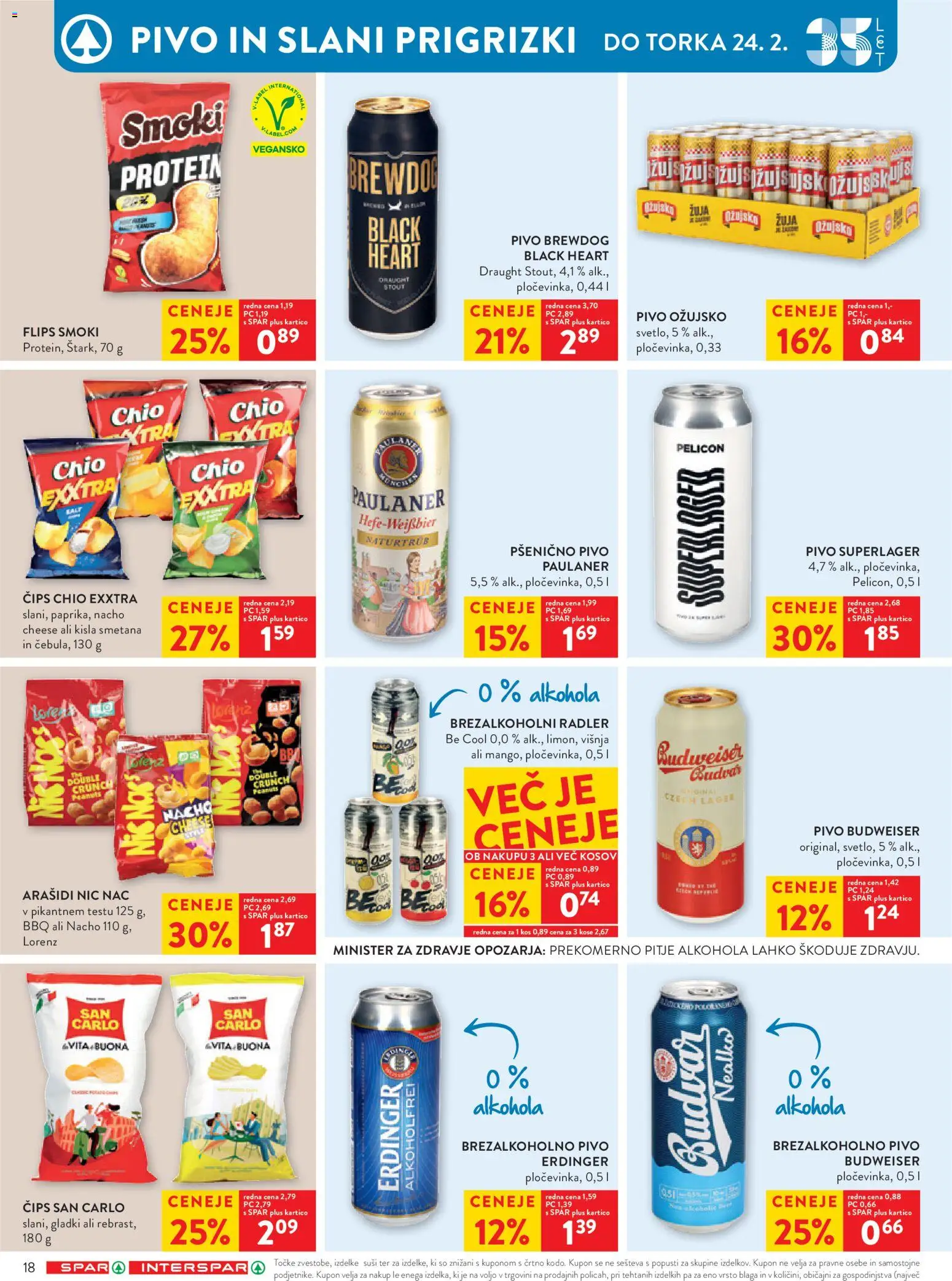 Novi Spar katalog ponudbe – veljaven od 18.02.2026 | Stran: 25 | Izdelki: Arašidi, Radler, Kisla smetana, Smetana