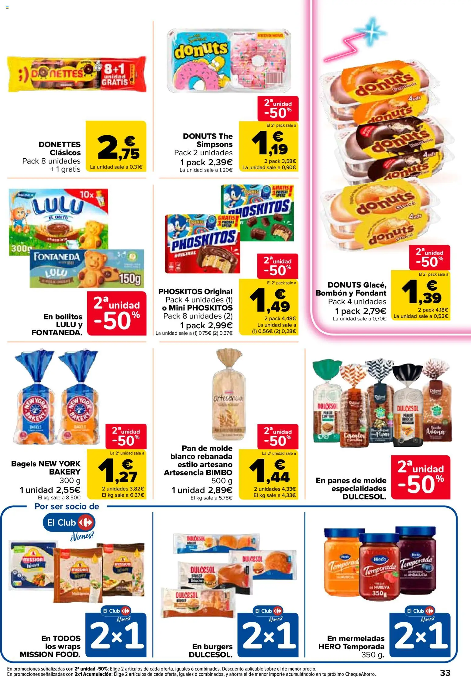 Carrefour folleto │ válido desde el 24.03.2026 | Página: 33 | Productos: Pan, Pan de molde, Donuts