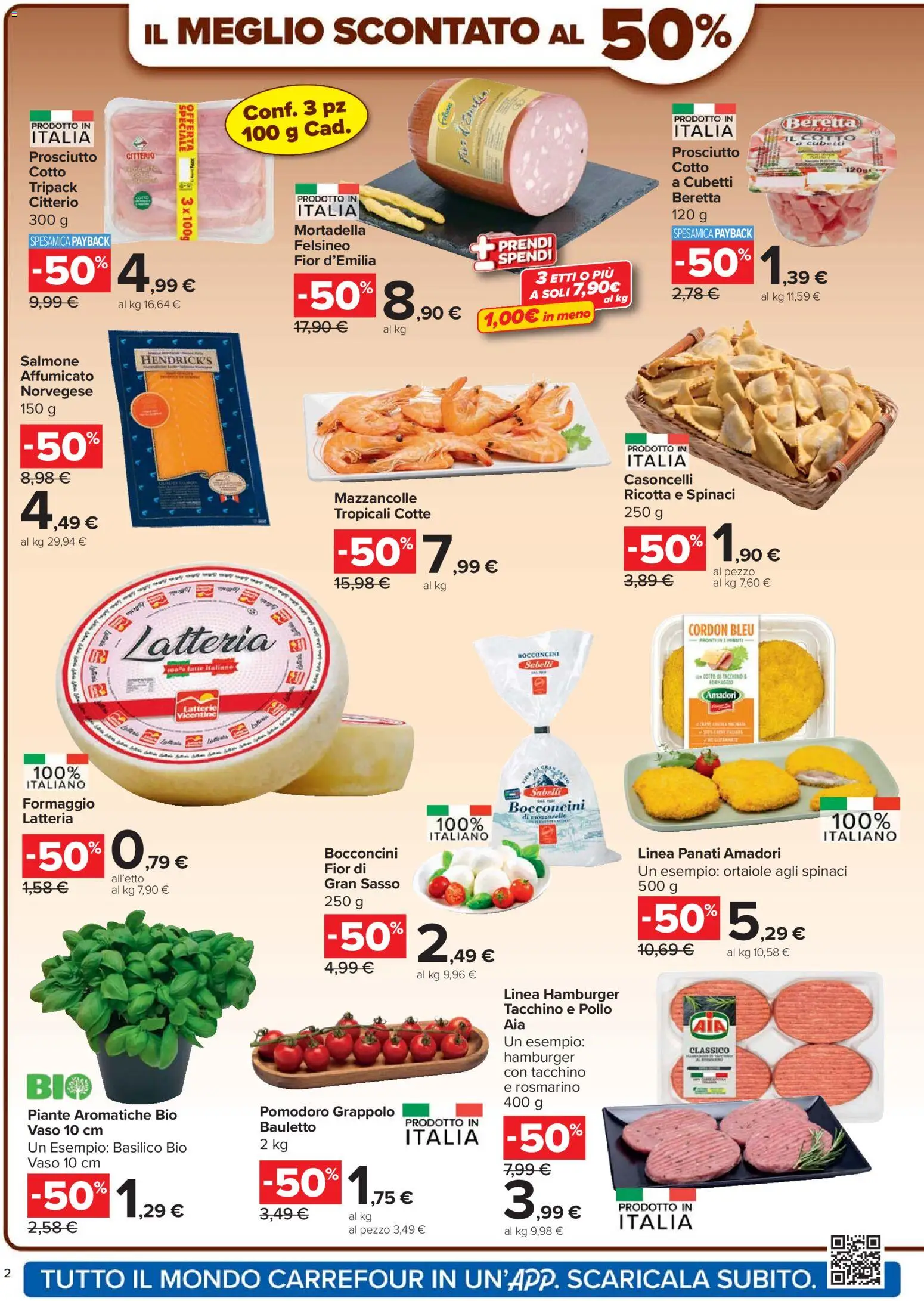 Volantino Carrefour del 07.04.2026 | Pagina: 2 | Prodotti: Tacchino, Formaggio, Basilico, Hamburger